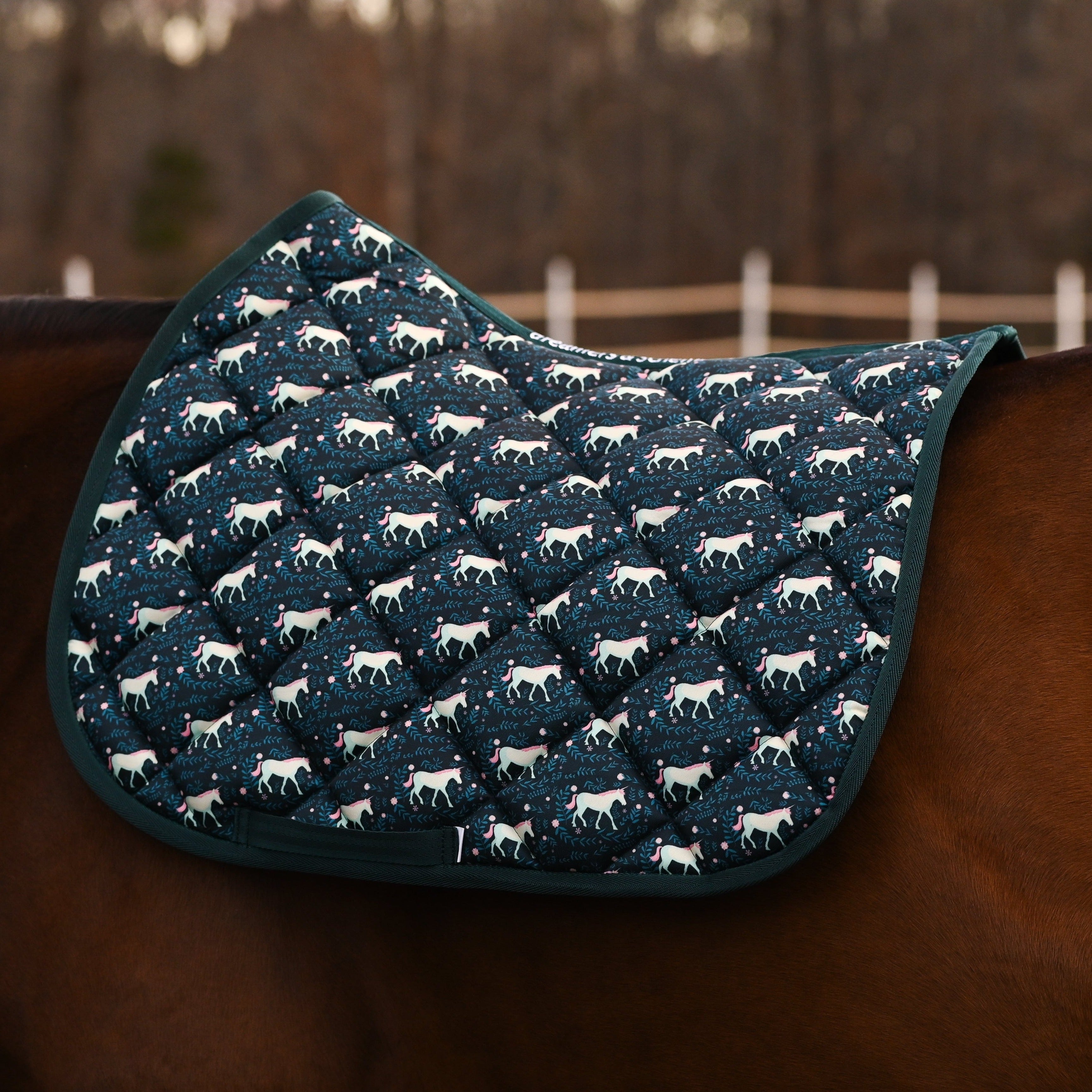 dreamers & schemers Saddle Pad Do you Believe in Magic? Saddle Pad equestrian boot socks boot socks thin socks riding socks pattern socks tall socks funny socks knee high socks horse socks horse show socks