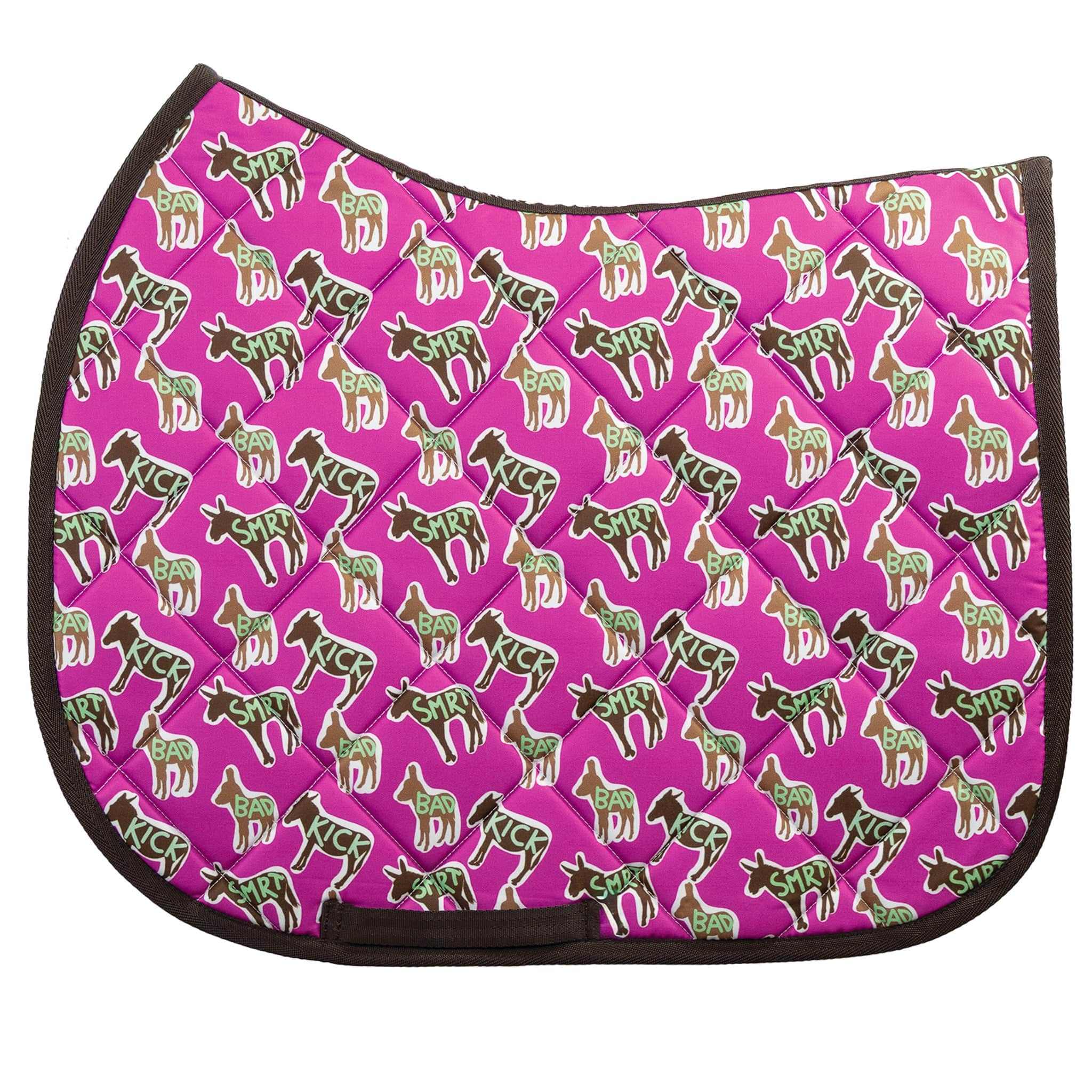 Donkey Talk Saddle Pad full size with cushy quilting and playful design for comfortable everyday rides