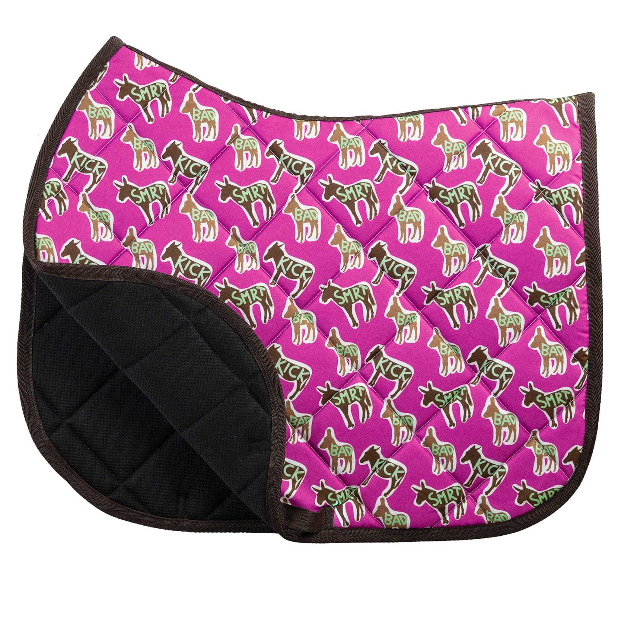 Donkey Talk Saddle Pad Full with cushy quilting and playful design for everyday rides