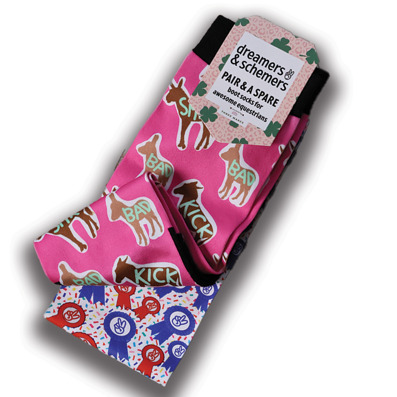 Donkey Talk Pair & A Spare Socks black top boot socks with flat-seam toe and breathable knit sold in packs of three