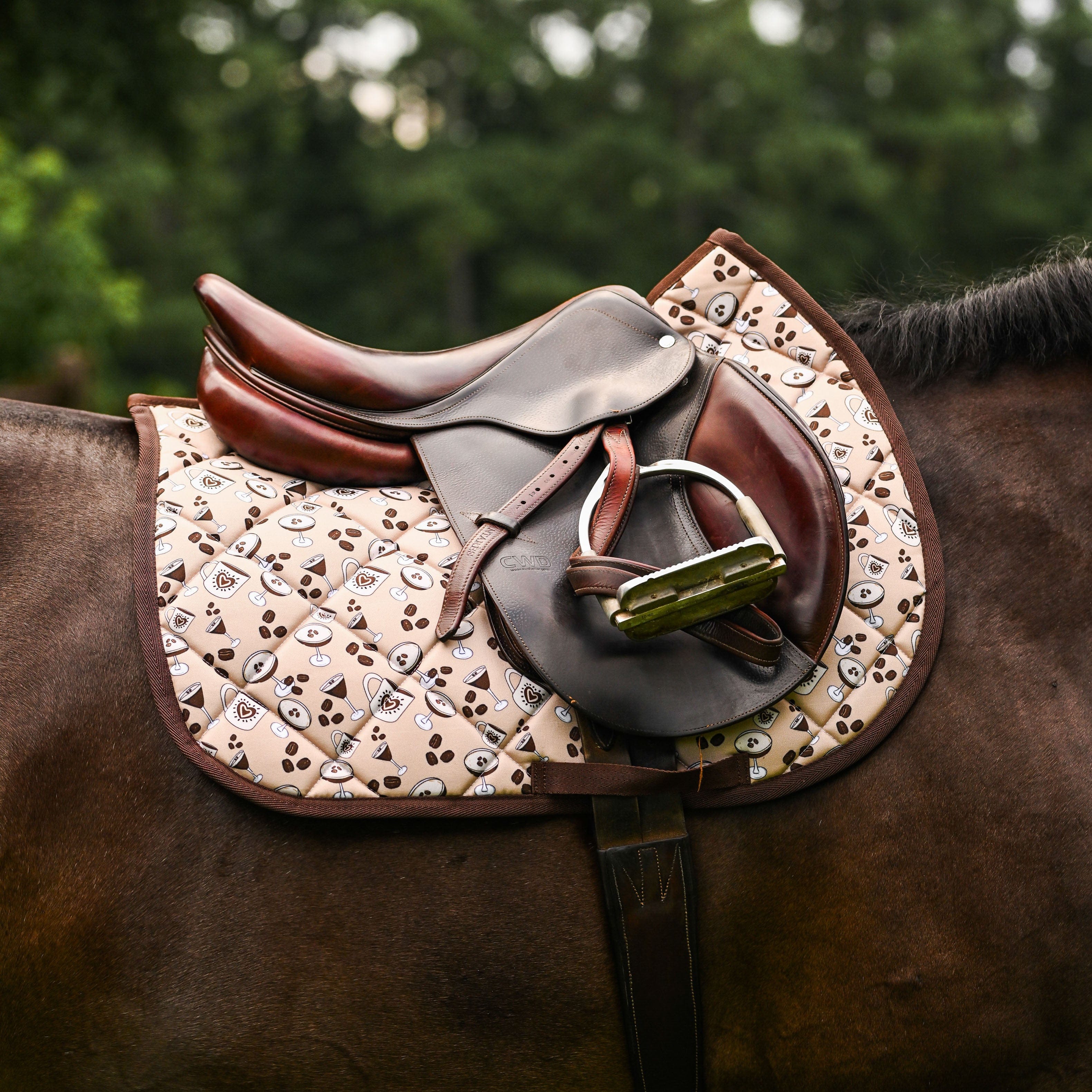 dreamers & schemers Saddle Pad Espresso Yourself Saddle Pad equestrian boot socks boot socks thin socks riding socks pattern socks tall socks funny socks knee high socks horse socks horse show socks