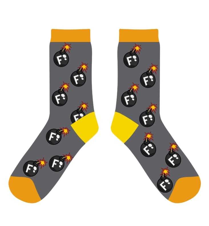dreamers & schemers Crew Sock Grey/Orange F Bomb Crew equestrian boot socks boot socks thin socks riding socks pattern socks tall socks funny socks knee high socks horse socks horse show socks