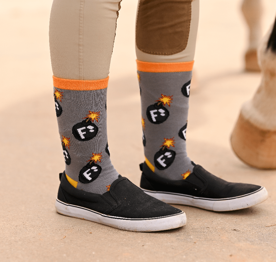 dreamers & schemers Crew Sock F Bomb Crew equestrian boot socks boot socks thin socks riding socks pattern socks tall socks funny socks knee high socks horse socks horse show socks