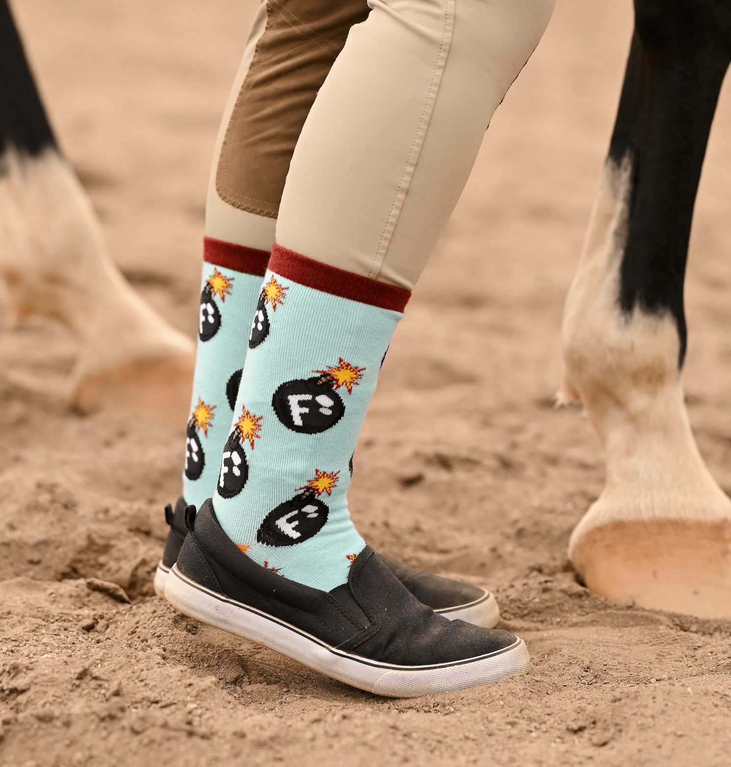 dreamers & schemers Crew Sock F Bomb Crew equestrian boot socks boot socks thin socks riding socks pattern socks tall socks funny socks knee high socks horse socks horse show socks