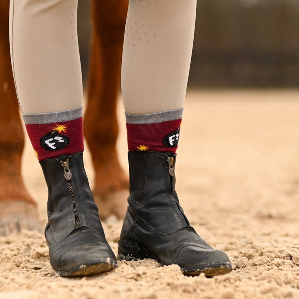 dreamers & schemers Crew Socks F Bomb Crew Socks equestrian boot socks boot socks thin socks riding socks pattern socks tall socks funny socks knee high socks horse socks horse show socks