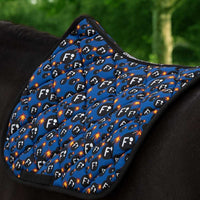 Ultimate F-Bomb Pack blue patterned equestrian saddle pad on horse