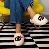 Cozy white slippers with F-bomb design from Ultimate F-Bomb Equestrian Accessories Pack