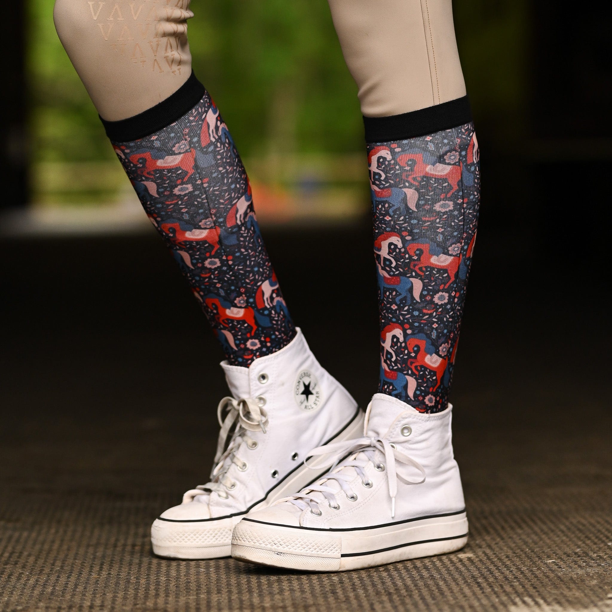 dreamers & schemers Pair & A Spare Fall Frolic Pair & a Spare equestrian boot socks boot socks thin socks riding socks pattern socks tall socks funny socks knee high socks horse socks horse show socks