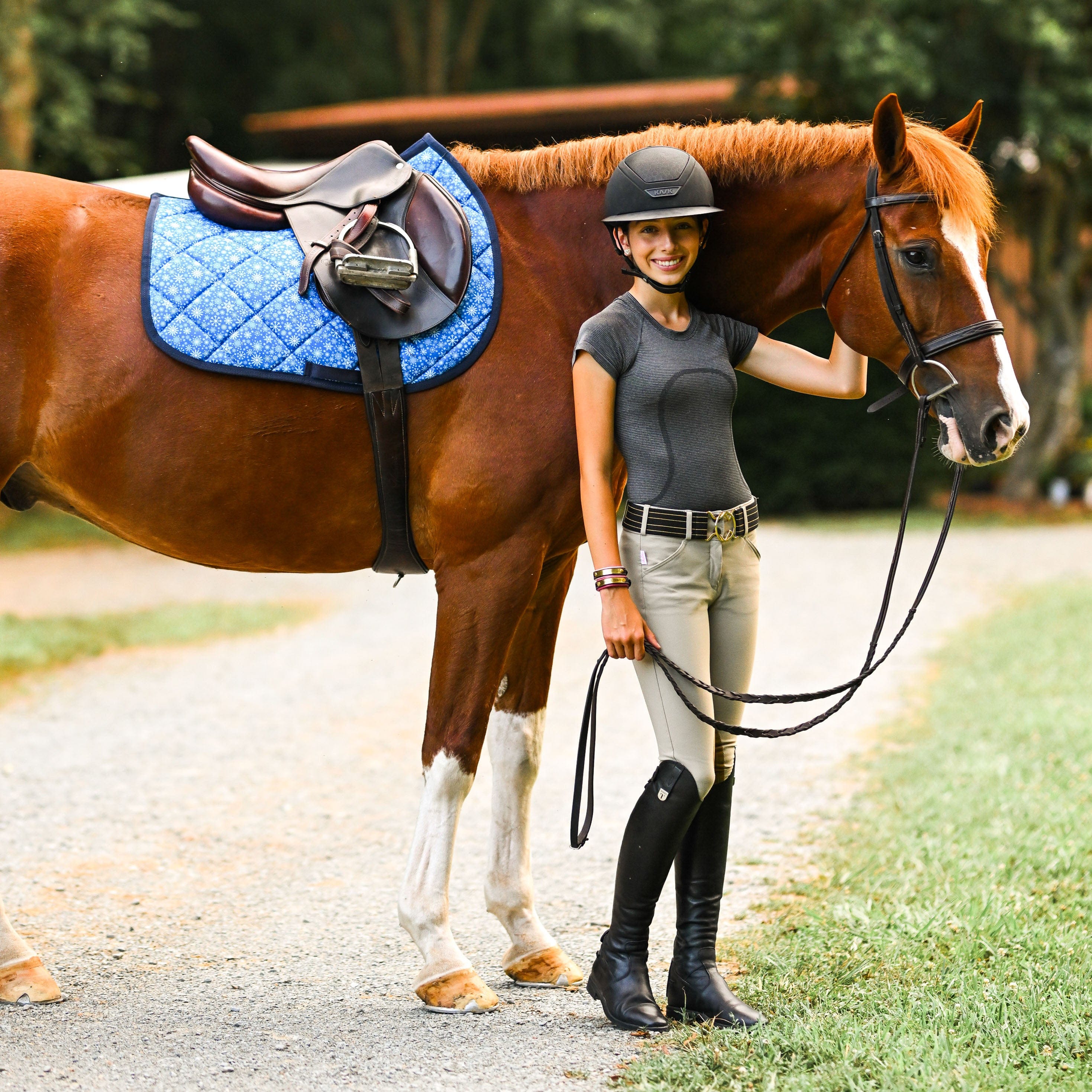 dreamers & schemers Saddle Pad Flake It til You Make It Saddle Pad equestrian boot socks boot socks thin socks riding socks pattern socks tall socks funny socks knee high socks horse socks horse show socks