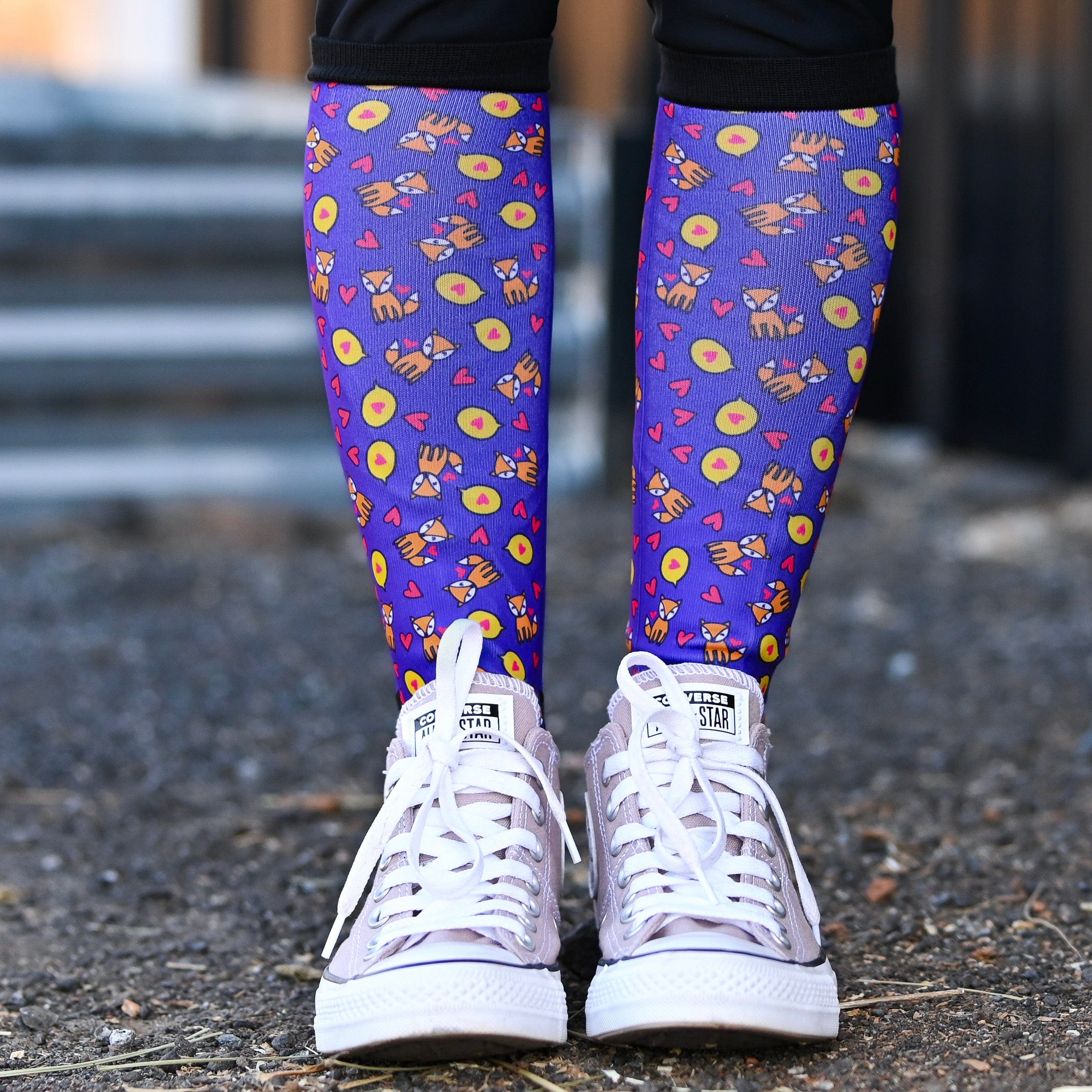 dreamers & schemers Youth Pair & a Spare Fox Youth Pair & a Spare Socks equestrian boot socks boot socks thin socks riding socks pattern socks tall socks funny socks knee high socks horse socks horse show socks