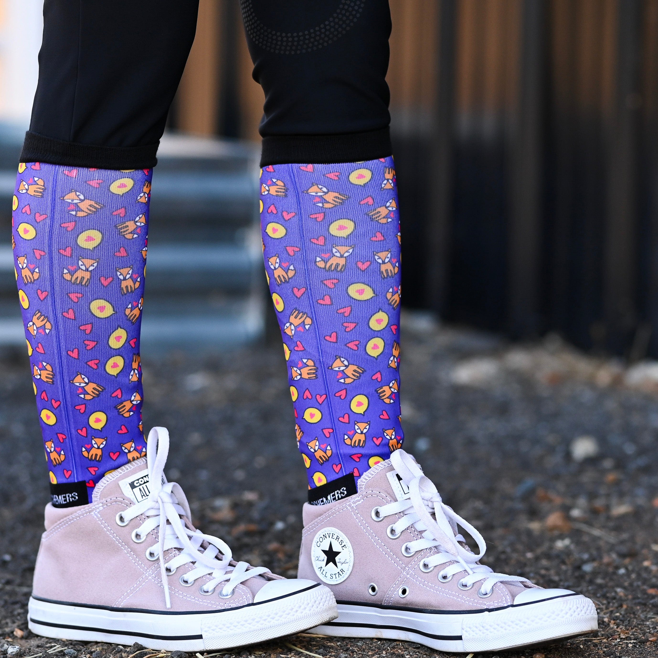 dreamers & schemers Youth Pair & a Spare Fox Youth Pair & a Spare Socks equestrian boot socks boot socks thin socks riding socks pattern socks tall socks funny socks knee high socks horse socks horse show socks