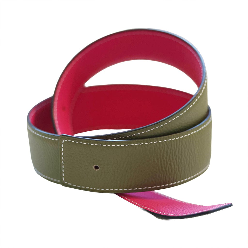 ManeJane Belt Fuchsia/Olive Reversible Leather Belt Strap equestrian boot socks boot socks thin socks riding socks pattern socks tall socks funny socks knee high socks horse socks horse show socks