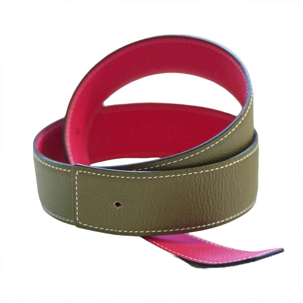 ManeJane Belt Fuchsia/Olive Reversible Leather Belt Strap equestrian boot socks boot socks thin socks riding socks pattern socks tall socks funny socks knee high socks horse socks horse show socks