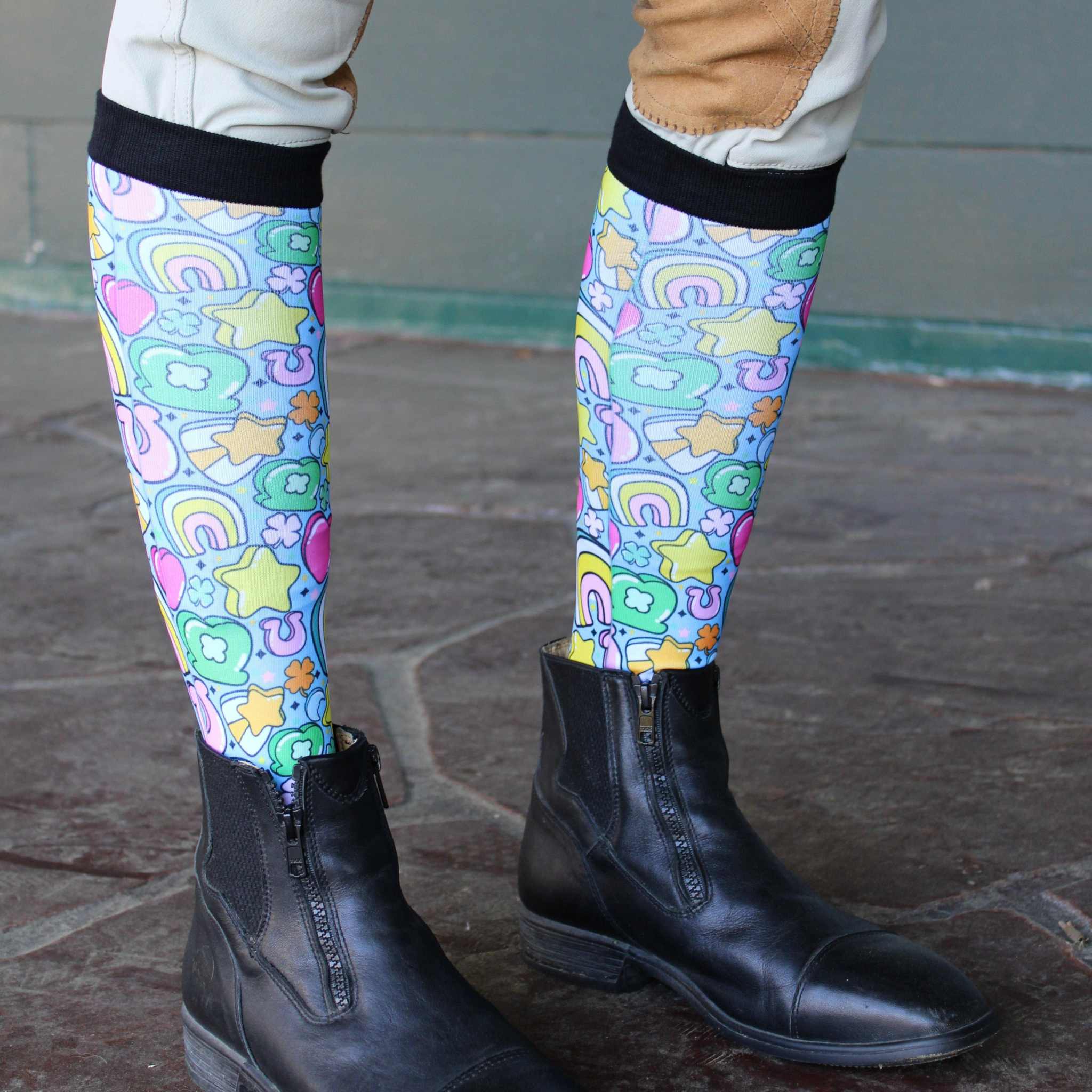 dreamers & schemers Pair & A Spare Full Of Luck 2.0 Pair & a Spare Socks equestrian boot socks boot socks thin socks riding socks pattern socks tall socks funny socks knee high socks horse socks horse show socks