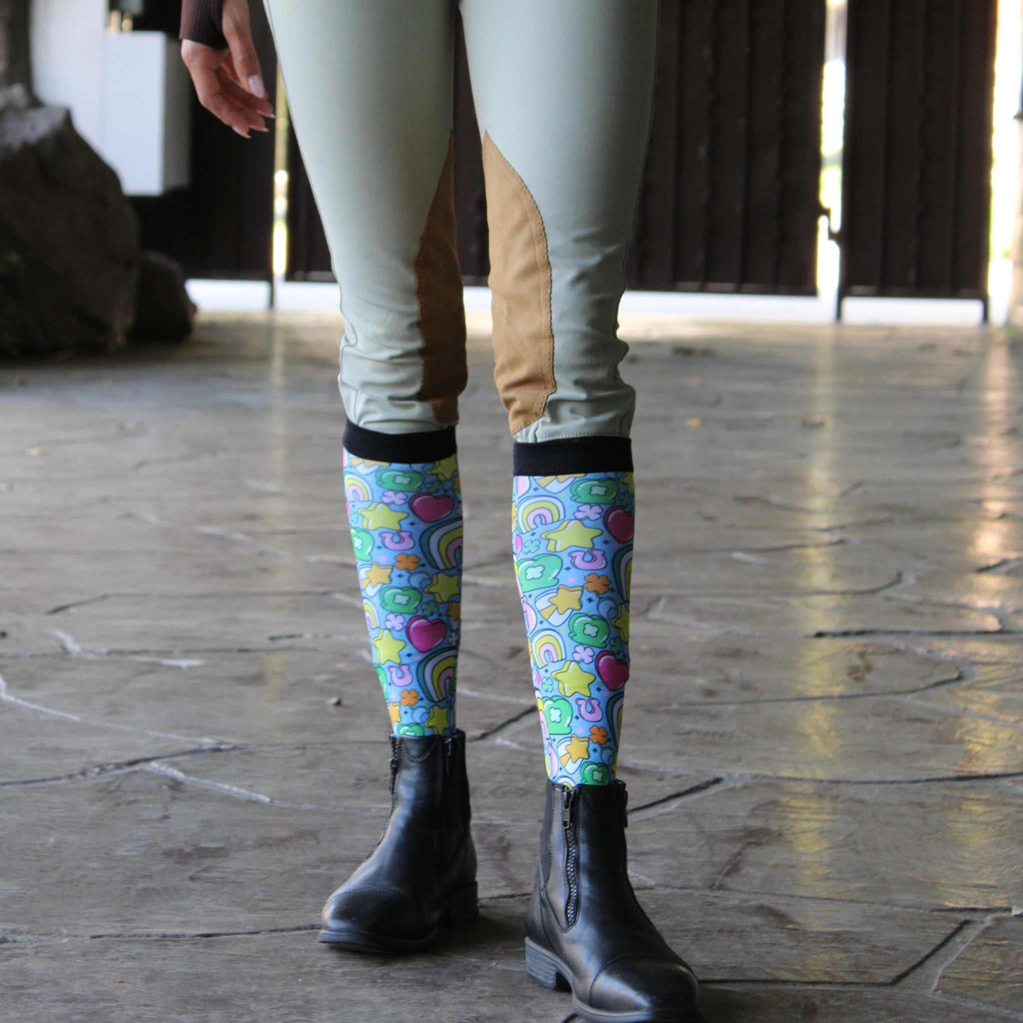 dreamers & schemers Youth Pair & a Spare Full Of Luck 2.0 Youth Pair & a Spare Socks equestrian boot socks boot socks thin socks riding socks pattern socks tall socks funny socks knee high socks horse socks horse show socks