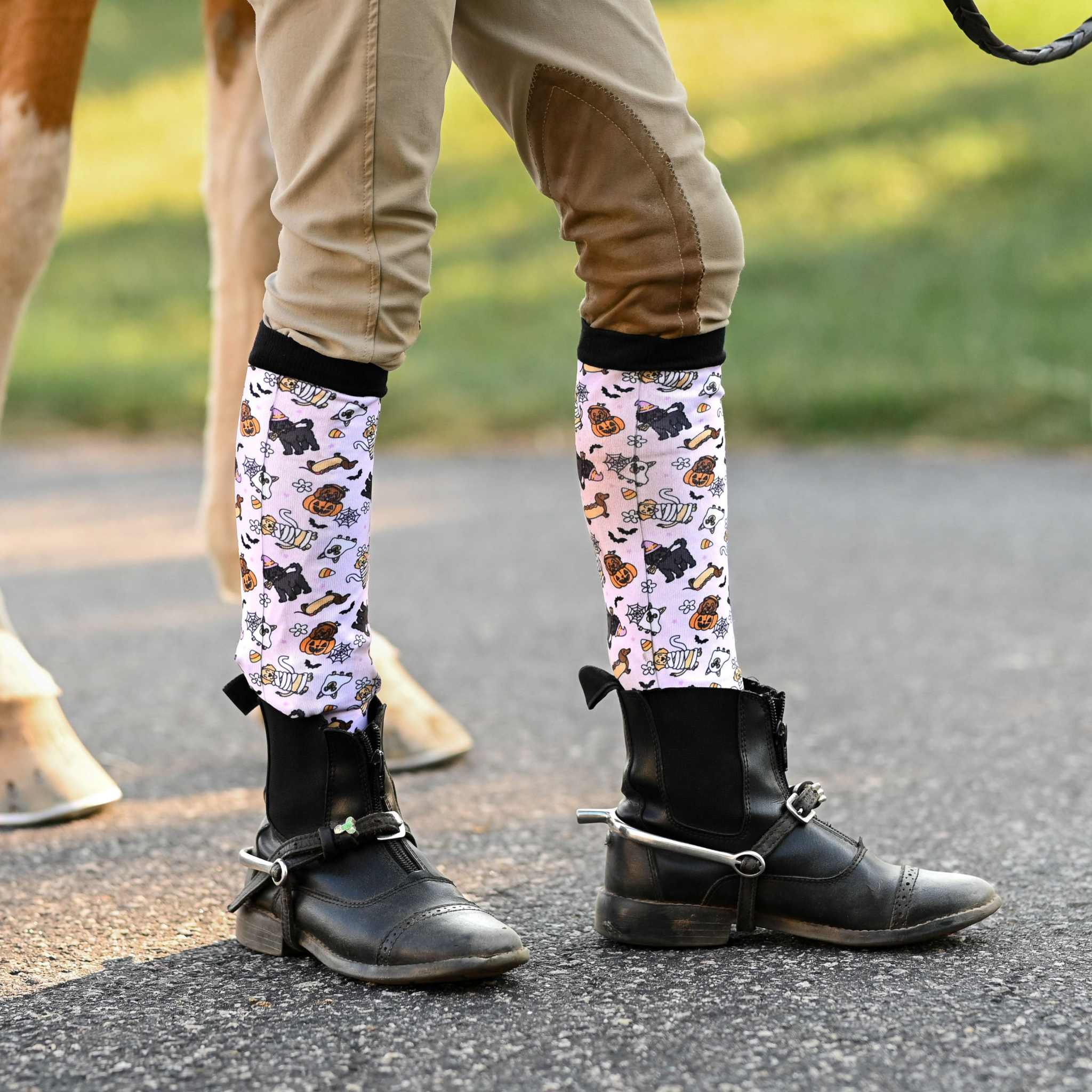 dreamers & schemers Youth Ghosts & Growls Youth Pair & A Spare Socks equestrian boot socks boot socks thin socks riding socks pattern socks tall socks funny socks knee high socks horse socks horse show socks