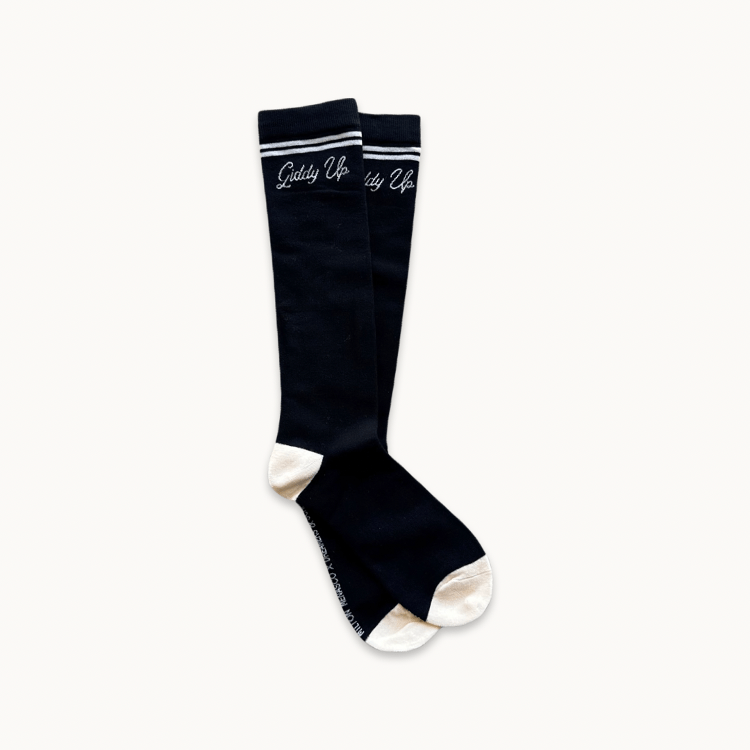 dreamers & schemers Knit Socks Giddy Up Tall Boot Socks equestrian boot socks boot socks thin socks riding socks pattern socks tall socks funny socks knee high socks horse socks horse show socks