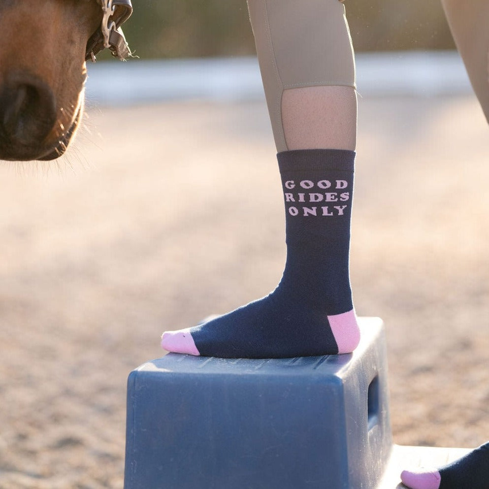 dreamers & schemers Crew Sock Good Rides Only Crew Socks equestrian boot socks boot socks thin socks riding socks pattern socks tall socks funny socks knee high socks horse socks horse show socks