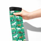 Limited Edition Pony Island green boot socks with colorful horse patterns, made in USA