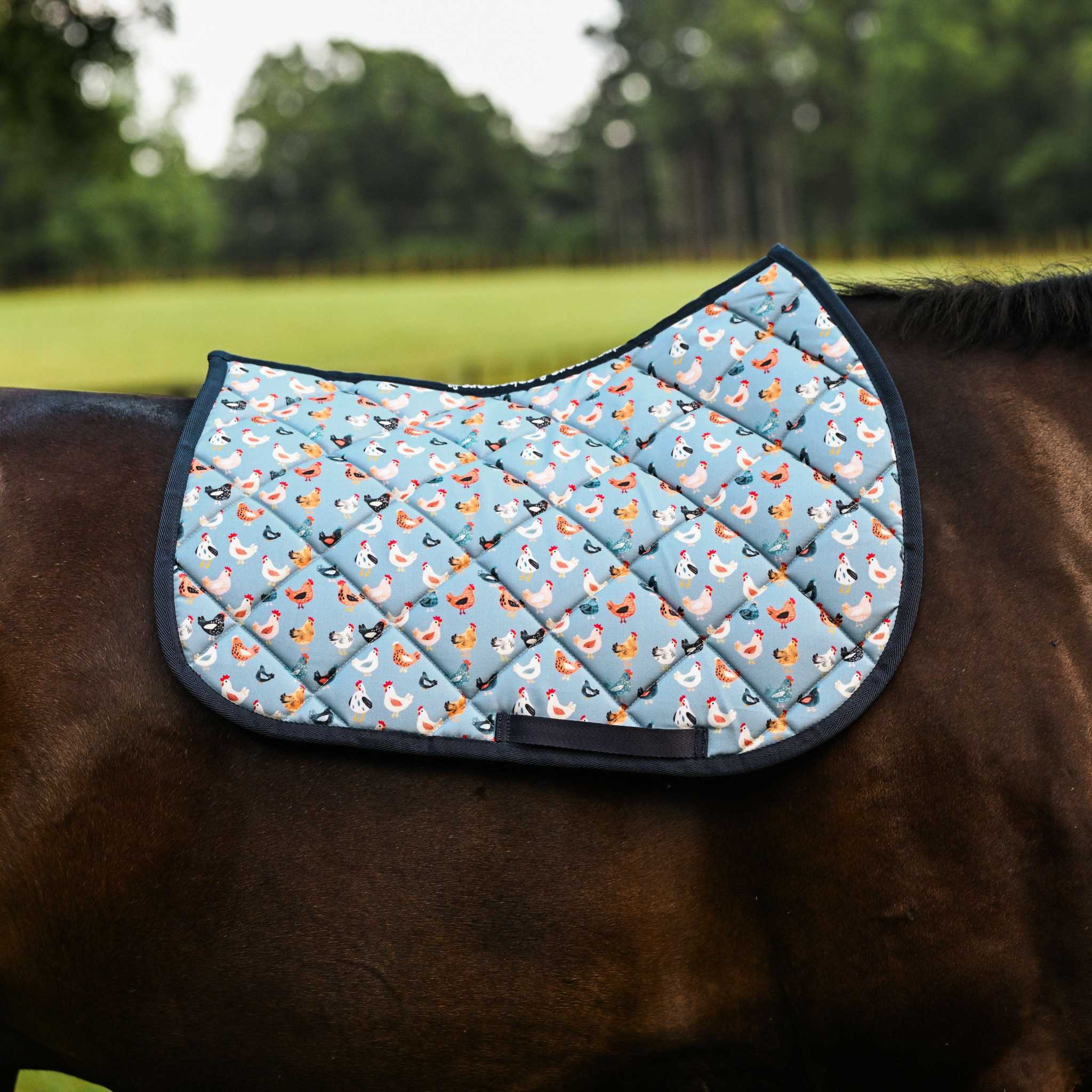 Dreamers & Schemers Hen House Saddle Pad – patterned saddle pad, equestrian gift, horseback riding gear from Dreamers & Schemers Saddle Pads