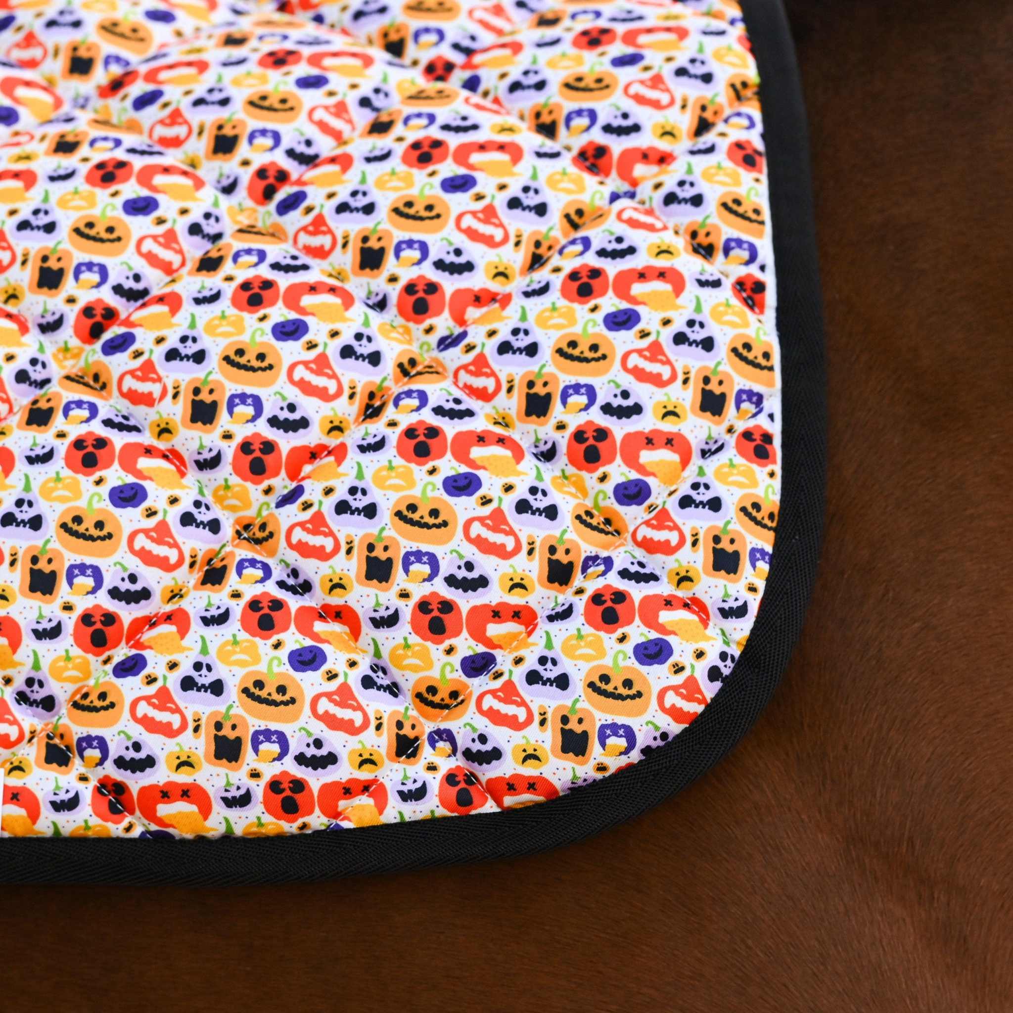 Dreamers & Schemers Holiday Pumpkin Party Saddle Pad – patterned saddle pad, equestrian gift, horseback riding gear from Dreamers & Schemers Saddle Pads