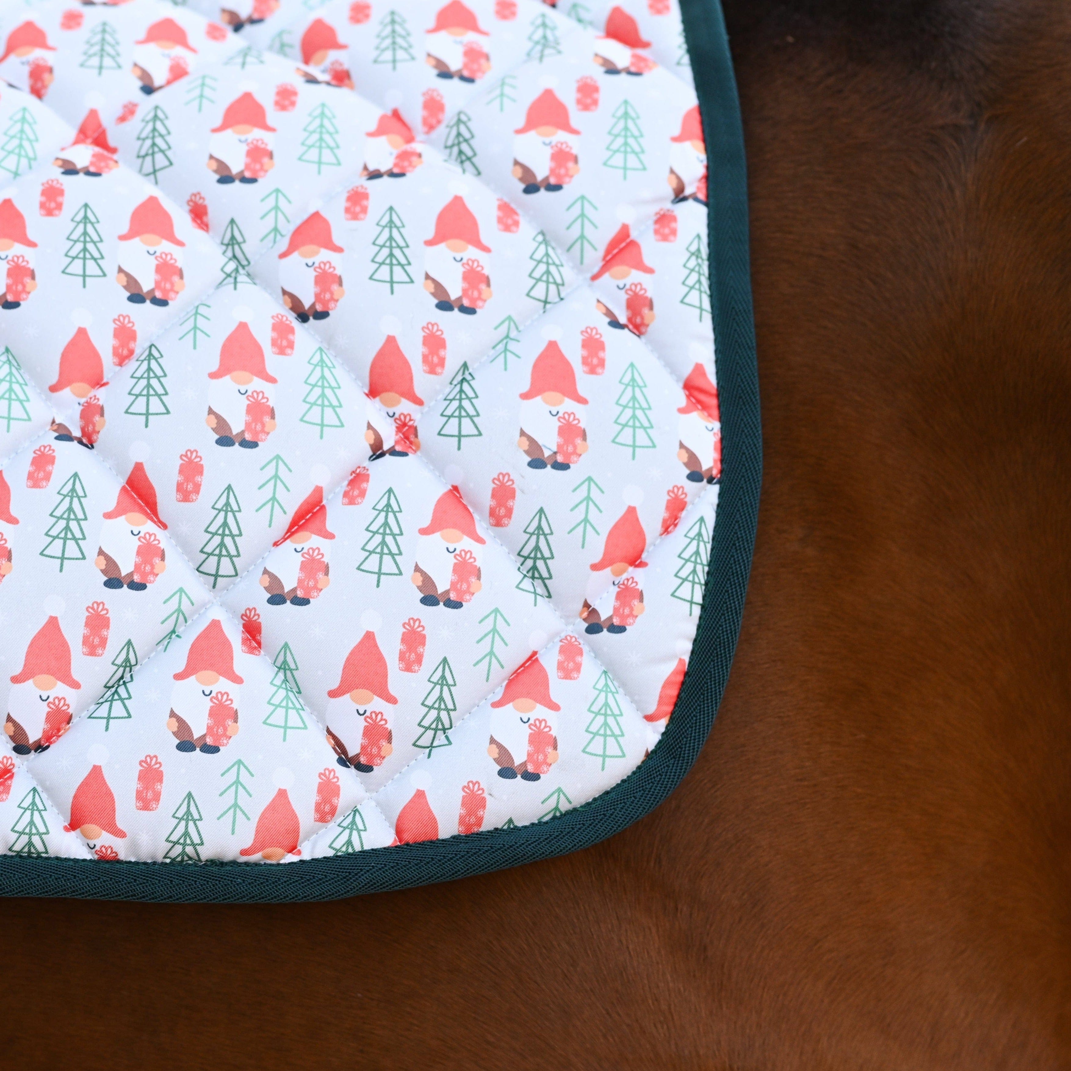 dreamers & schemers Saddle Pad Holiday The Gnome Knows Saddle Pad equestrian boot socks boot socks thin socks riding socks pattern socks tall socks funny socks knee high socks horse socks horse show socks