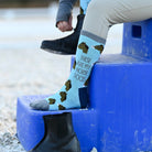 dreamers & schemers Crew Socks Blue/Grey Horse Crew Socks - Youth equestrian boot socks boot socks thin socks riding socks pattern socks tall socks funny socks knee high socks horse socks horse show socks