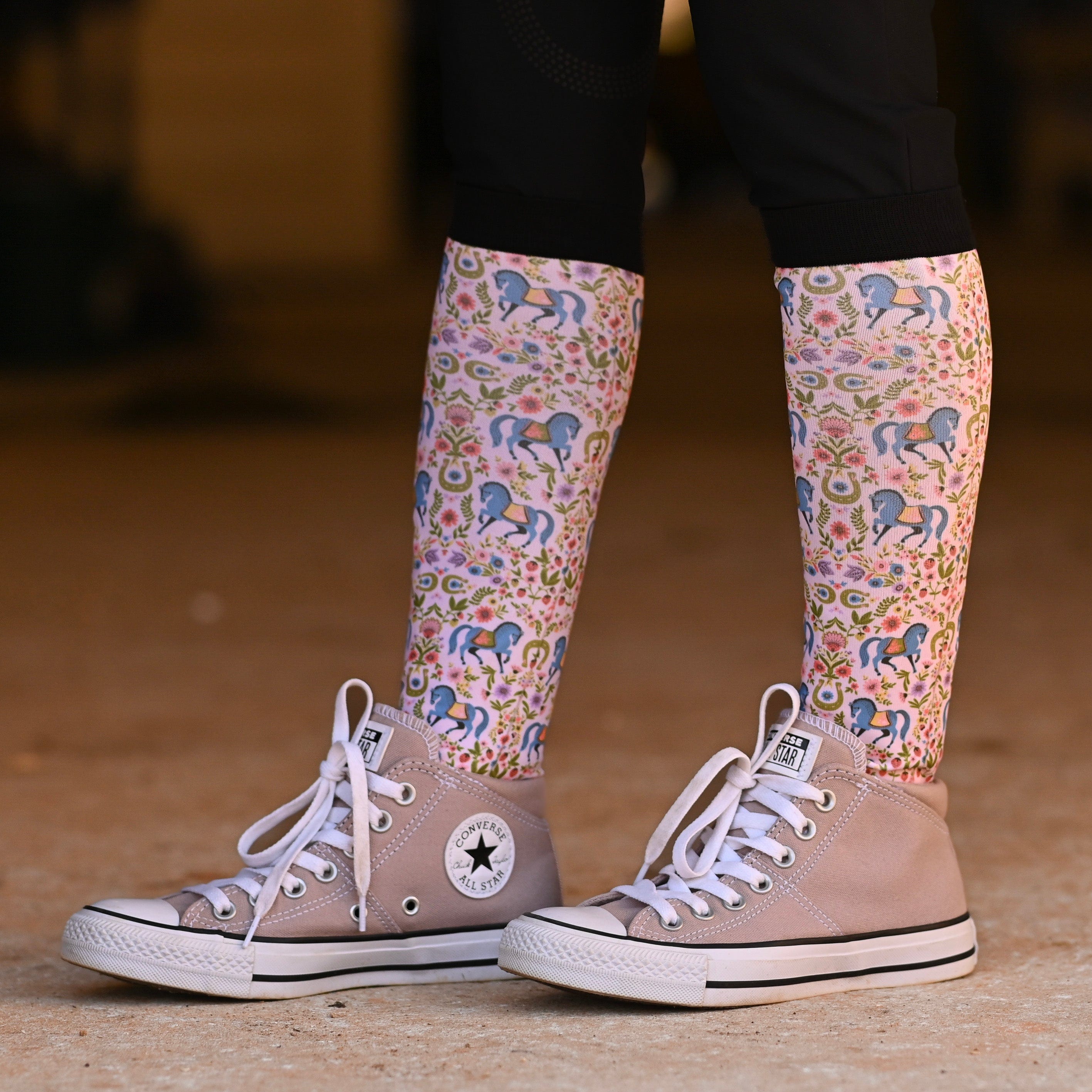 dreamers & schemers Pair & A Spare Horse Floral Pair & a Spare Socks equestrian boot socks boot socks thin socks riding socks pattern socks tall socks funny socks knee high socks horse socks horse show socks