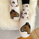 D&S Slipper Horse Head Emoji Slippers equestrian boot socks boot socks thin socks riding socks pattern socks tall socks funny socks knee high socks horse socks horse show socks
