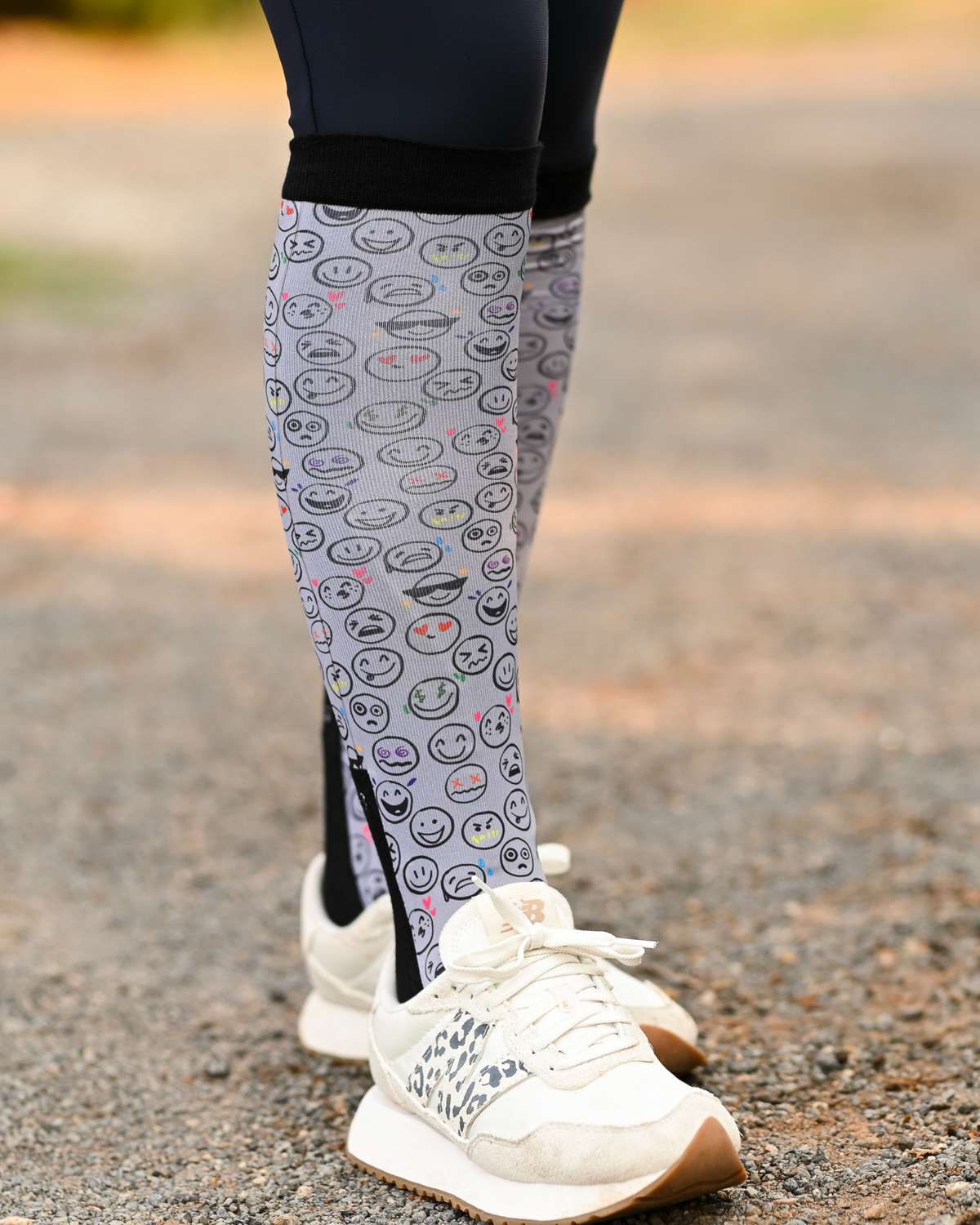 Horse Ownership Pair & a Spare boot socks worn on the calf, soft grey with the emoji faces of horse ownership