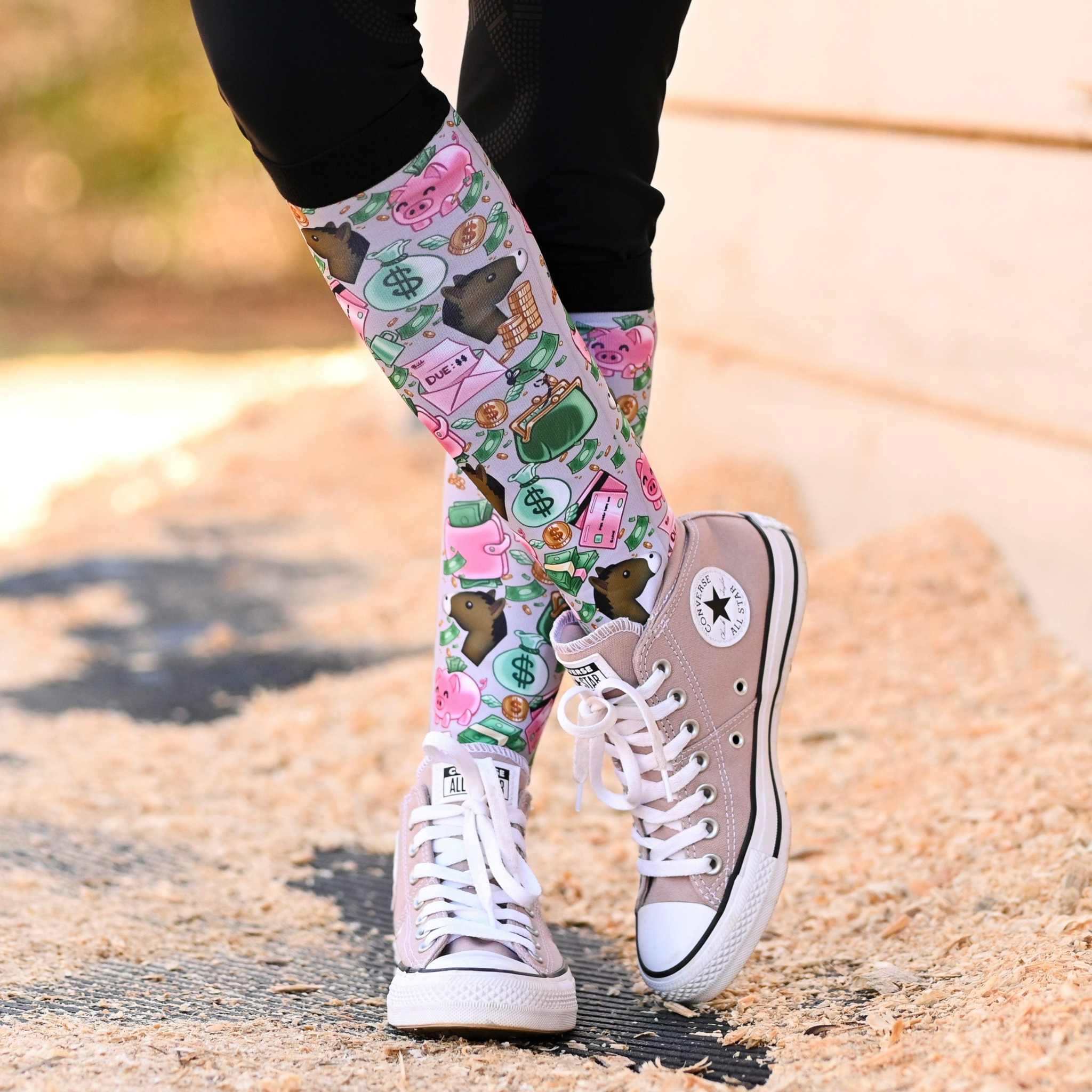 dreamers & schemers Pair & A Spare Horse Show Vacay Pair & a Spare Socks equestrian boot socks boot socks thin socks riding socks pattern socks tall socks funny socks knee high socks horse socks horse show socks