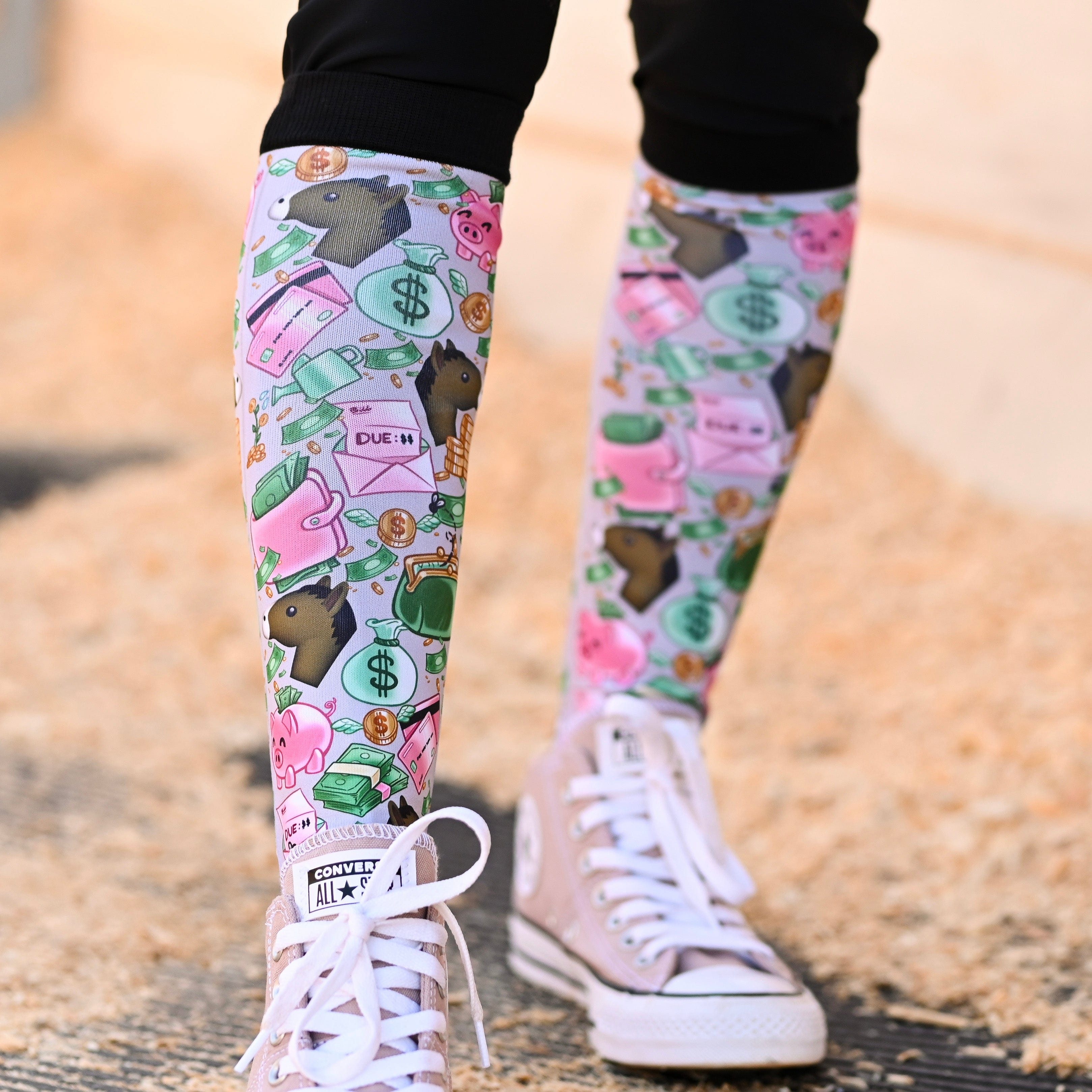 dreamers & schemers Pair & A Spare Horse Show Vacay Pair & a Spare Socks equestrian boot socks boot socks thin socks riding socks pattern socks tall socks funny socks knee high socks horse socks horse show socks