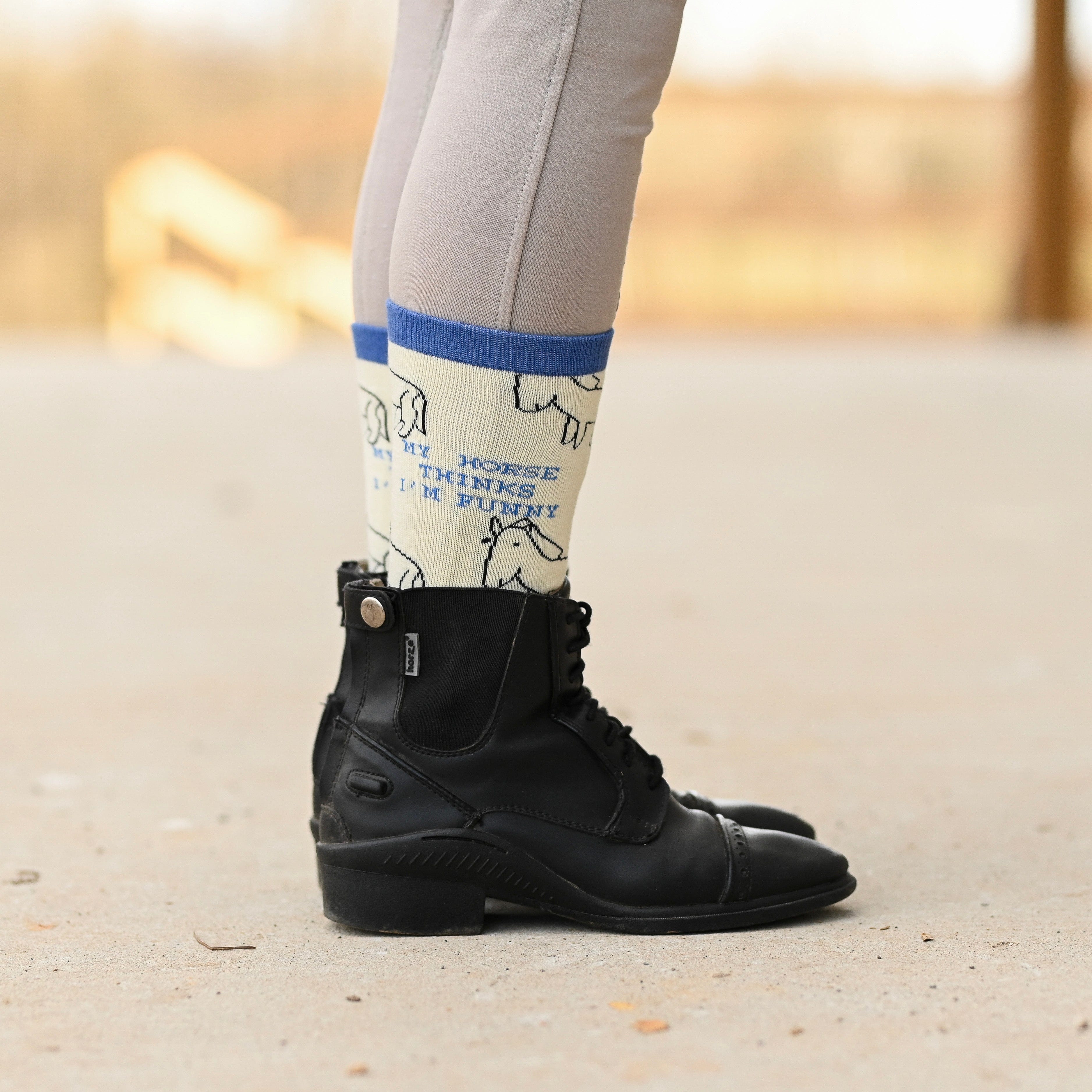 dreamers & schemers Crew Socks Youth I'm Funny Crew Socks - Youth equestrian boot socks boot socks thin socks riding socks pattern socks tall socks funny socks knee high socks horse socks horse show socks