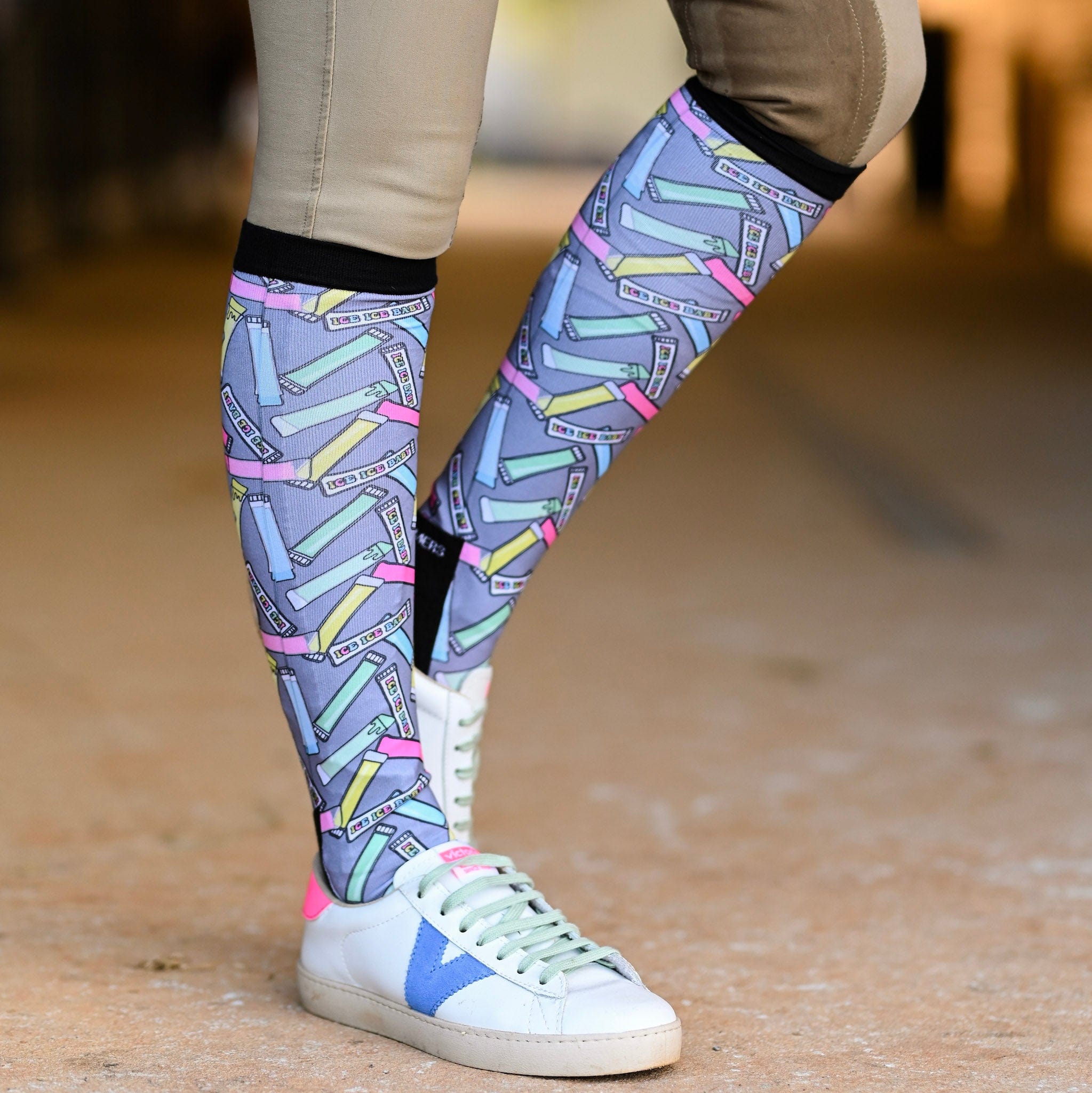 dreamers & schemers Pair & A Spare Ice Ice Baby Pair & a Spare equestrian boot socks boot socks thin socks riding socks pattern socks tall socks funny socks knee high socks horse socks horse show socks