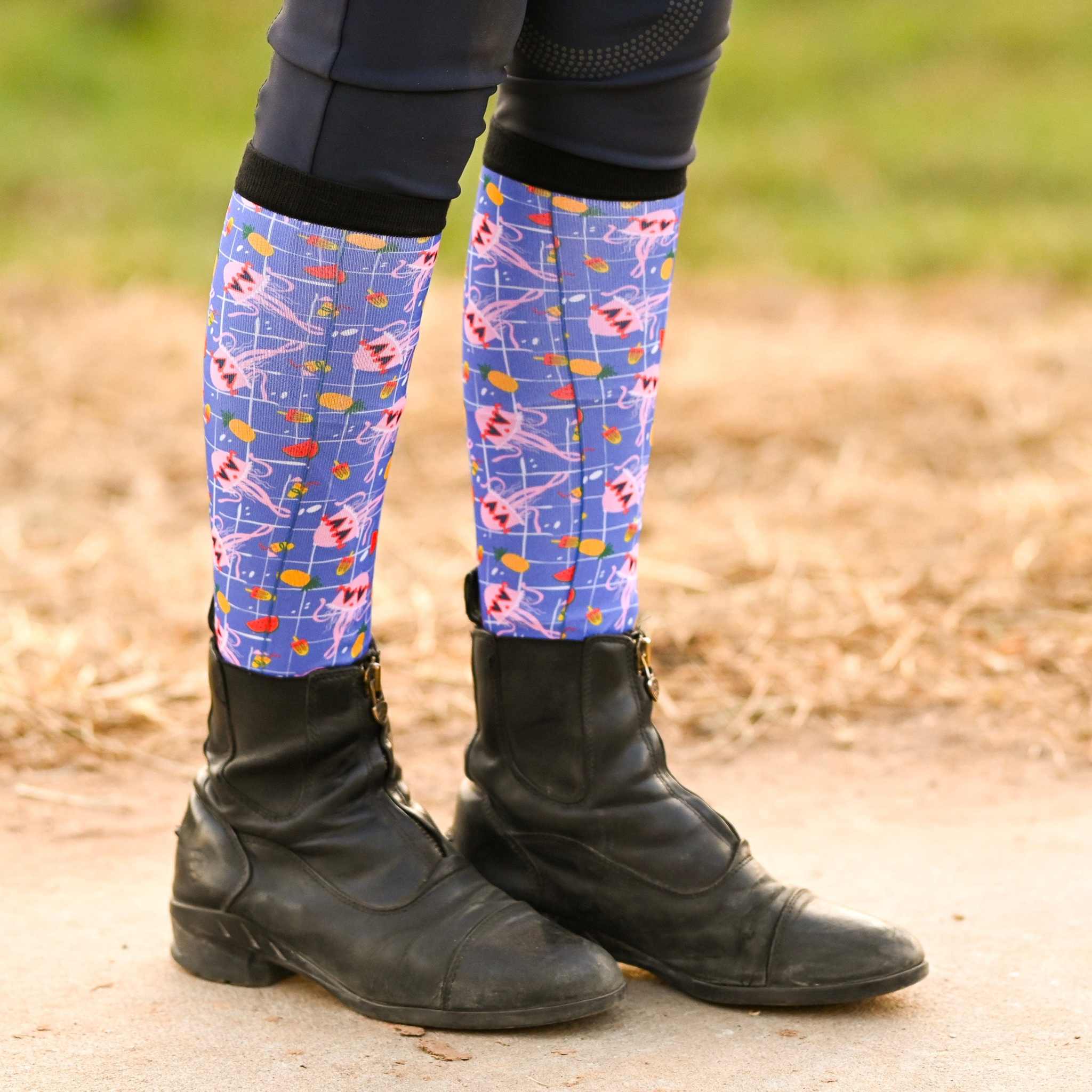 dreamers & schemers Youth Pair & a Spare Jelly Youth Pair & a Spare Socks equestrian boot socks boot socks thin socks riding socks pattern socks tall socks funny socks knee high socks horse socks horse show socks