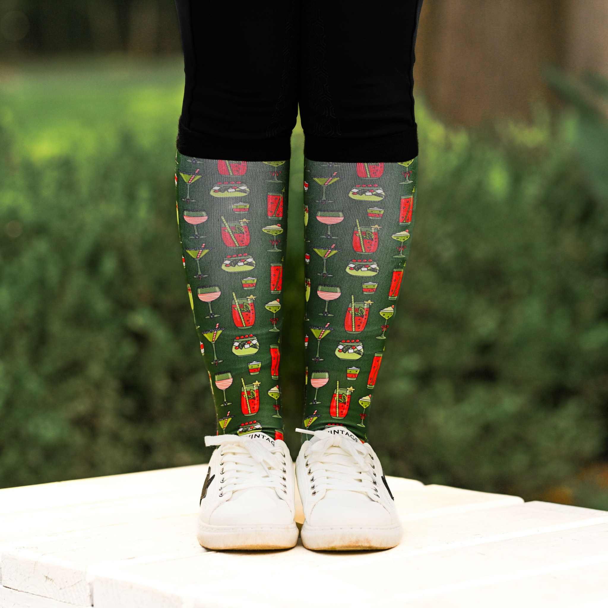 dreamers & schemers Pair & A Spare Jingle Juice Pair & A Spare Socks equestrian boot socks boot socks thin socks riding socks pattern socks tall socks funny socks knee high socks horse socks horse show socks