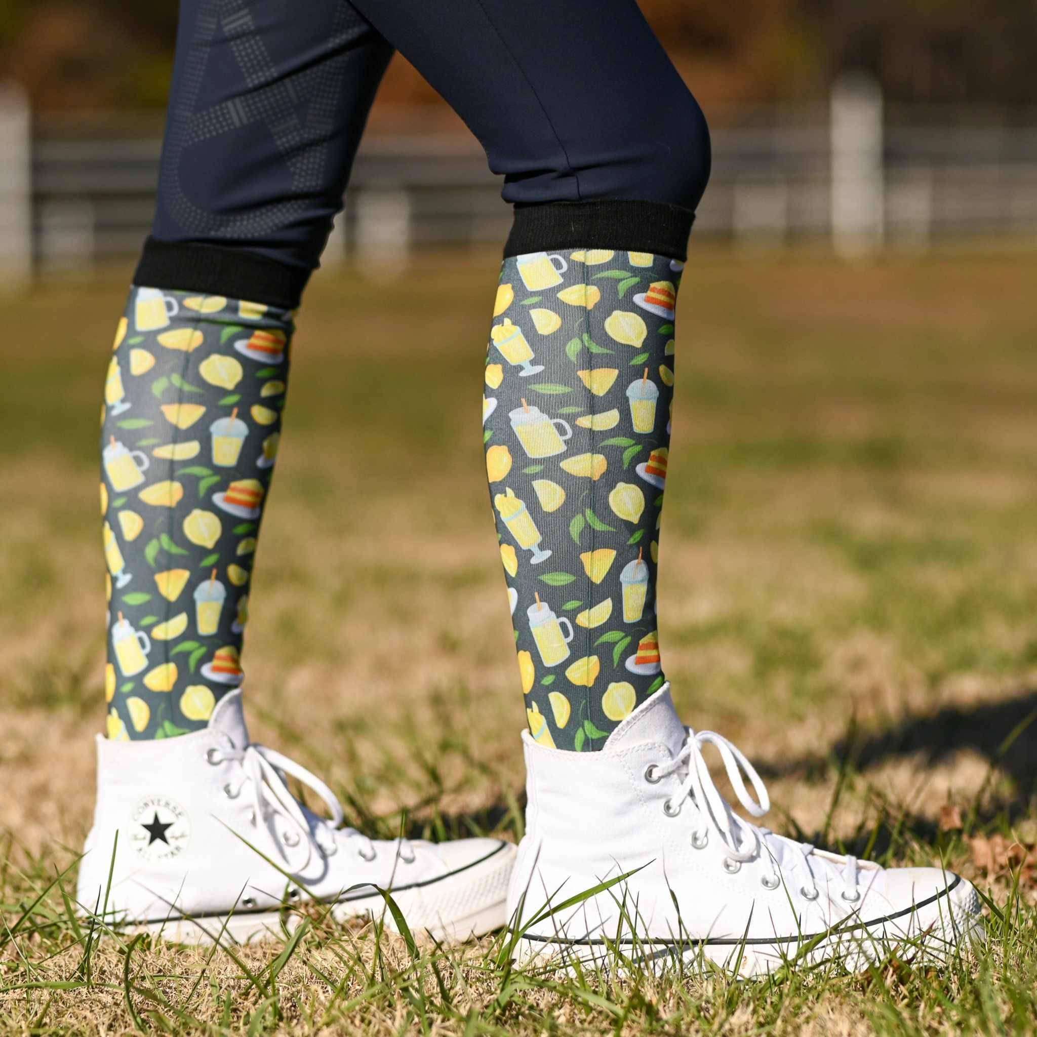 dreamers & schemers Pair & A Spare Lemon Everything Pair & a Spare Socks equestrian boot socks boot socks thin socks riding socks pattern socks tall socks funny socks knee high socks horse socks horse show socks
