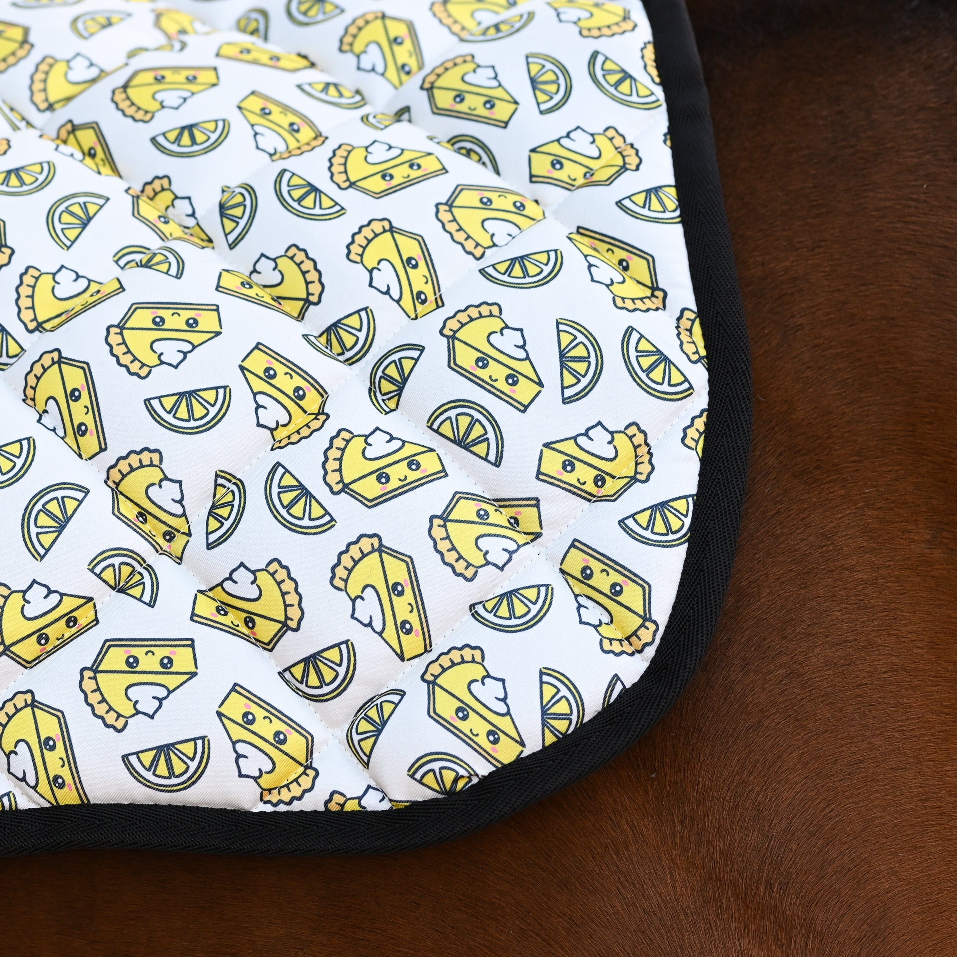 dreamers & schemers Saddle Pad Lemon Meringue Pie Saddle Pad equestrian boot socks boot socks thin socks riding socks pattern socks tall socks funny socks knee high socks horse socks horse show socks