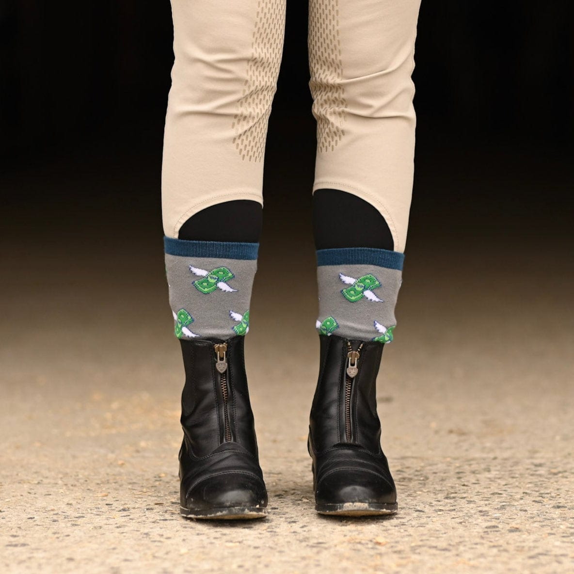 dreamers & schemers Crew Socks Life with Horses Crew Socks - Grey equestrian boot socks boot socks thin socks riding socks pattern socks tall socks funny socks knee high socks horse socks horse show socks