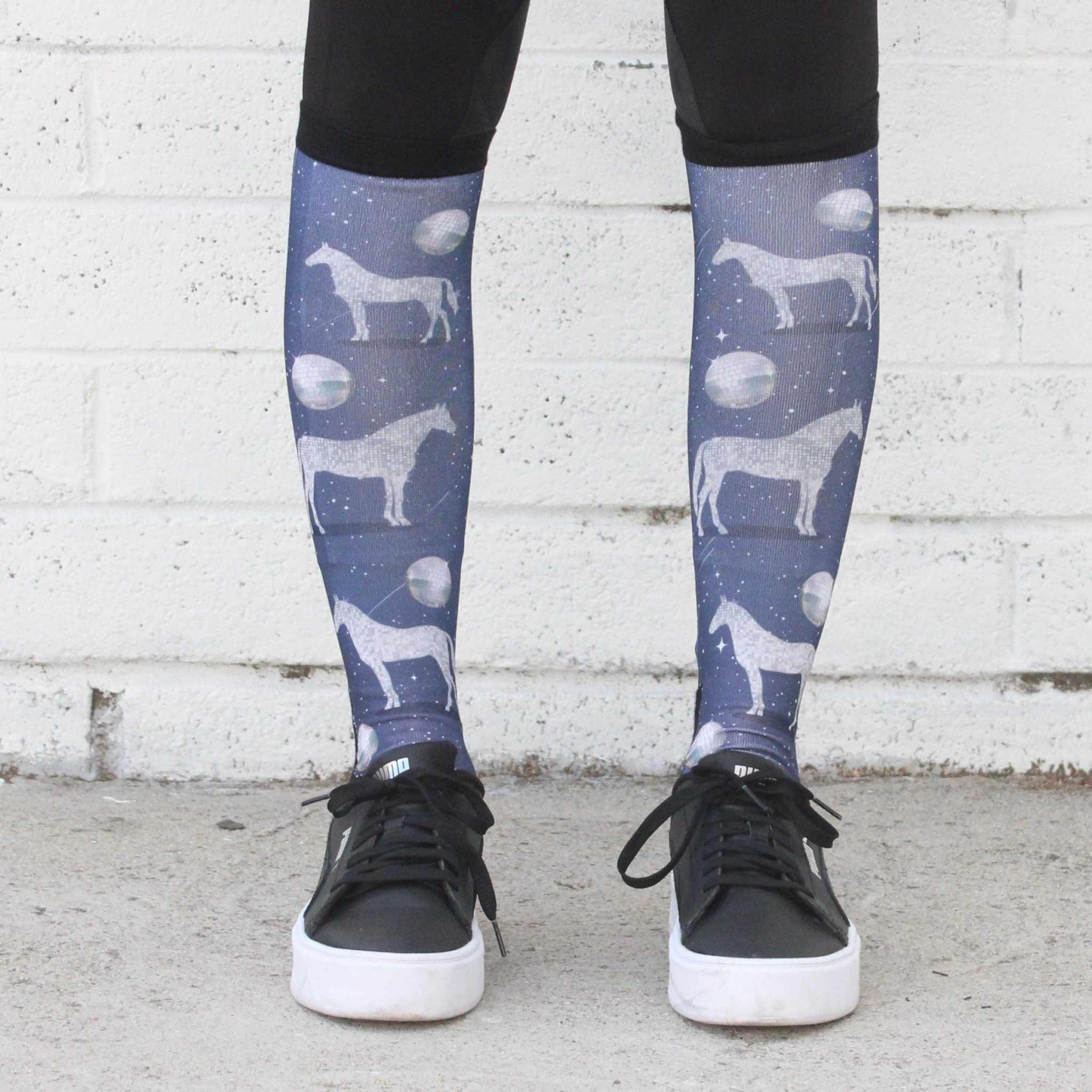 D&S LIMITED EDITION Limited Edition Limited Edition Disco Horse Socks equestrian boot socks boot socks thin socks riding socks pattern socks tall socks funny socks knee high socks horse socks horse show socks