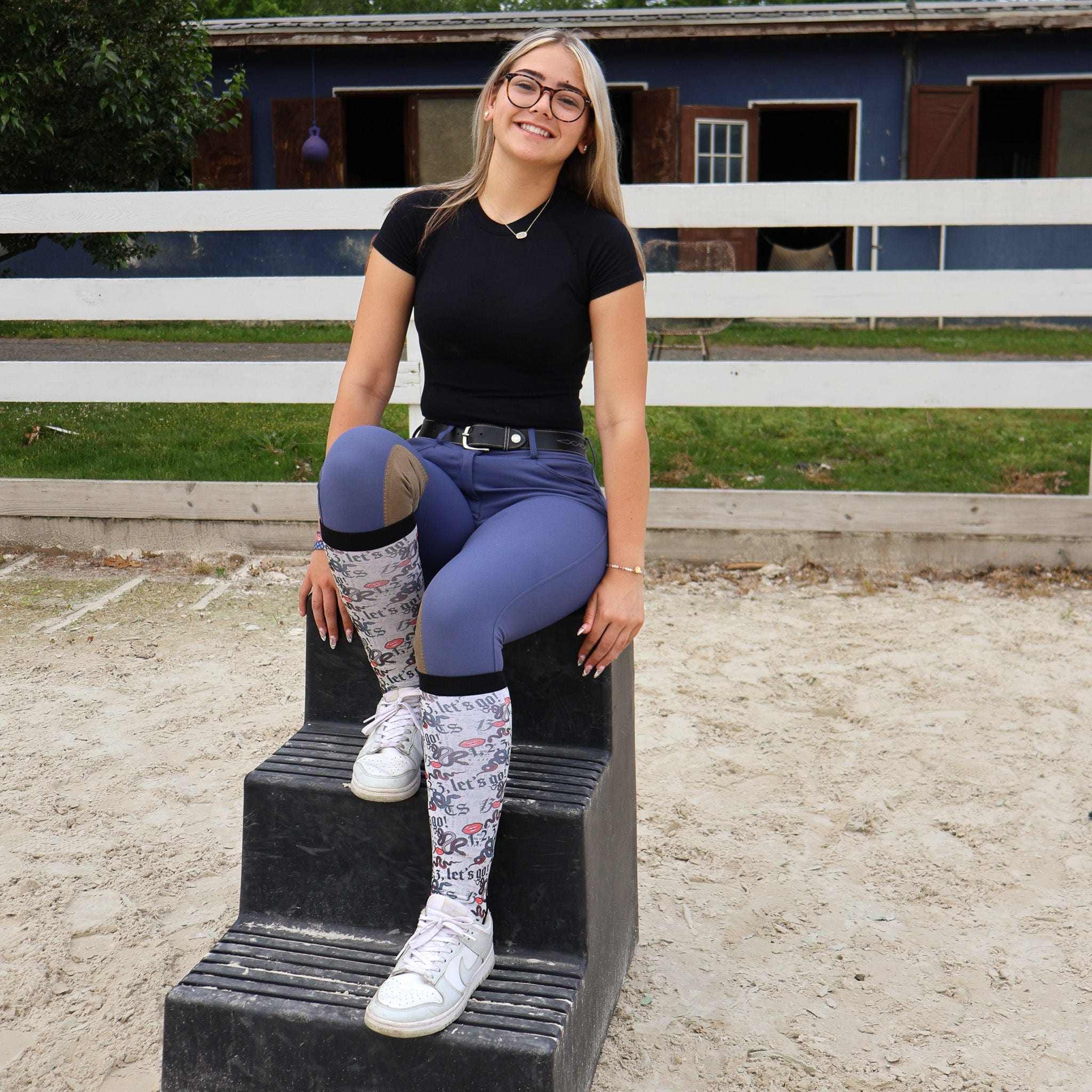 D&S LIMITED EDITION Limited Edition Limited Edition Look What You Made Me Jump Socks equestrian boot socks boot socks thin socks riding socks pattern socks tall socks funny socks knee high socks horse socks horse show socks