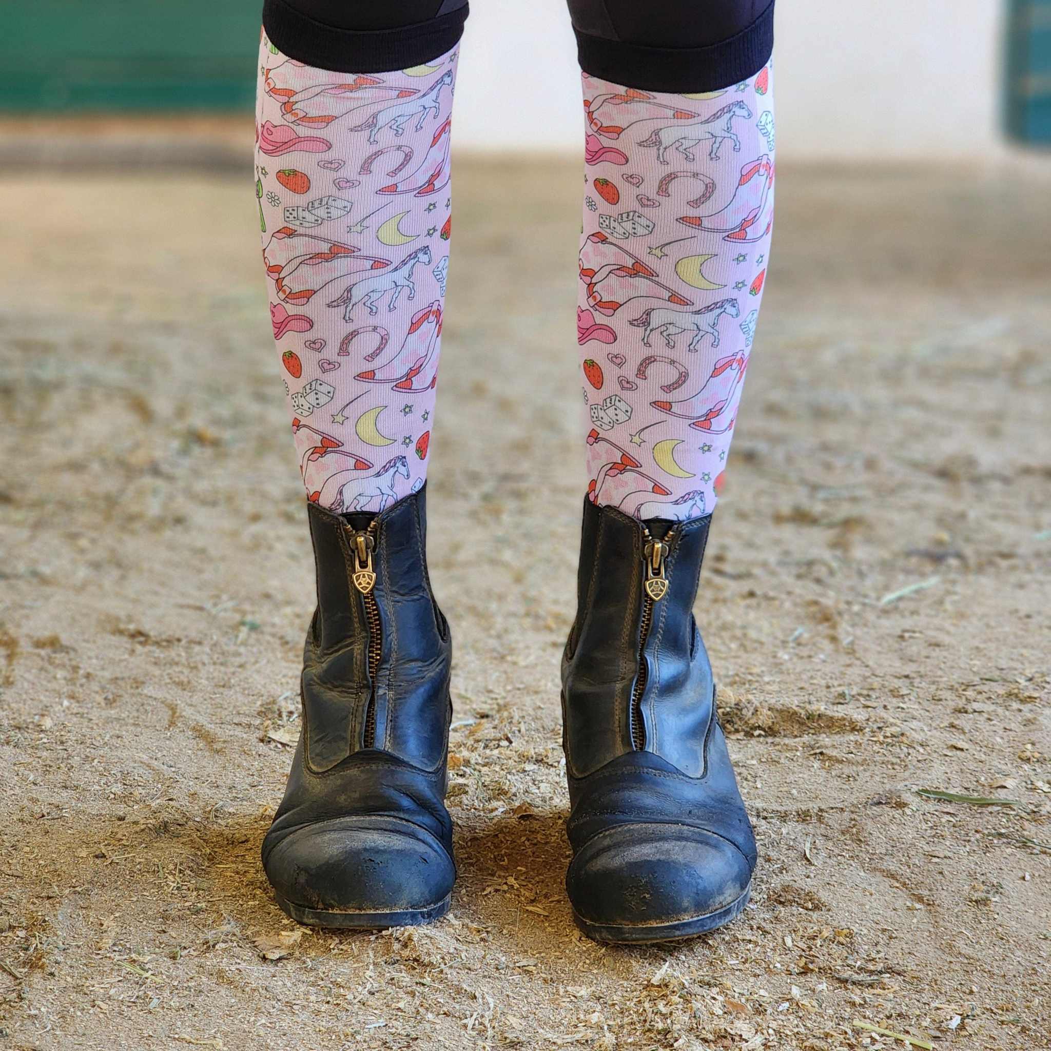 D&S LIMITED EDITION Limited Edition Limited Edition Pink Pony Club Socks equestrian boot socks boot socks thin socks riding socks pattern socks tall socks funny socks knee high socks horse socks horse show socks