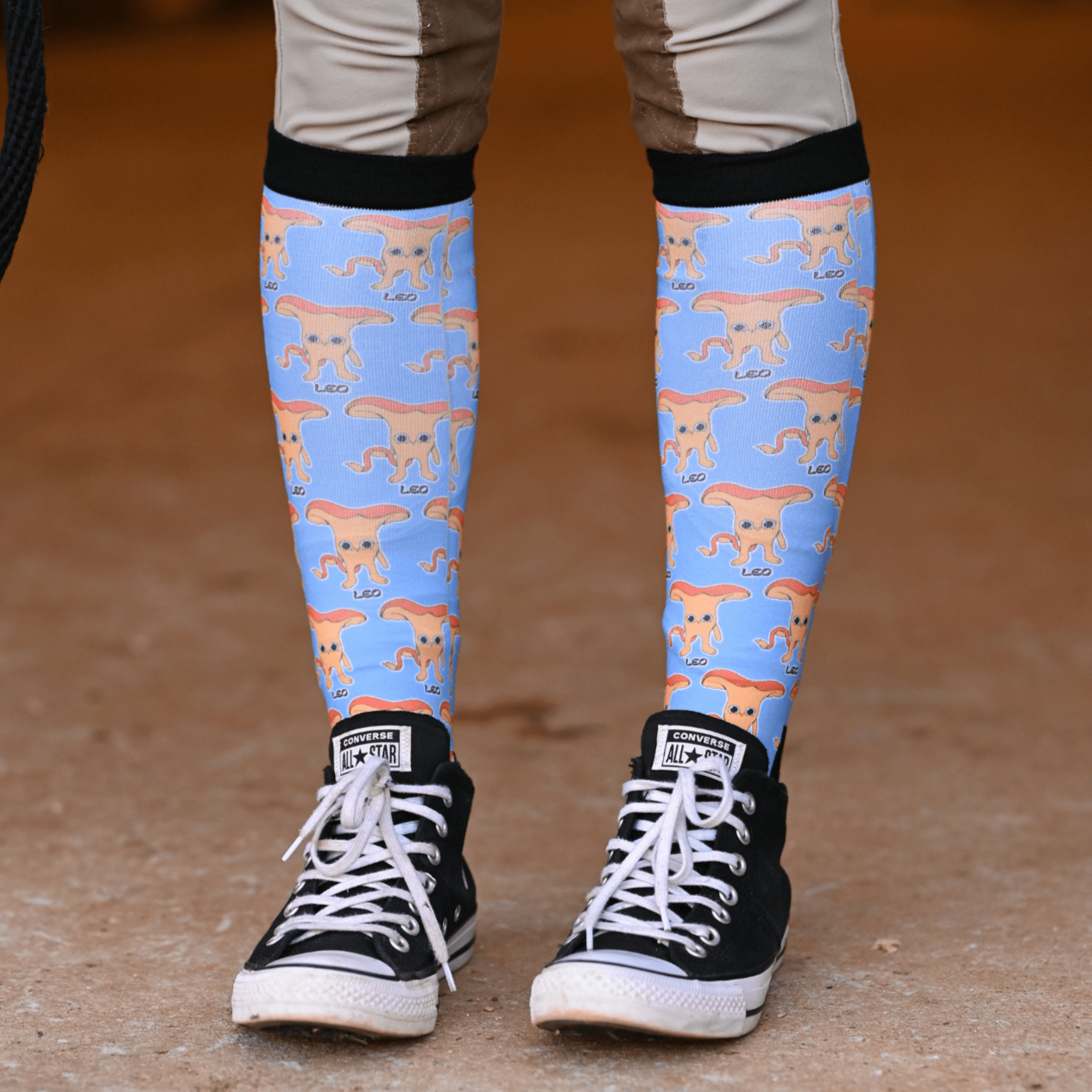 D&S LIMITED EDITION Limited Edition Limited Mushroom Leo Socks equestrian boot socks boot socks thin socks riding socks pattern socks tall socks funny socks knee high socks horse socks horse show socks