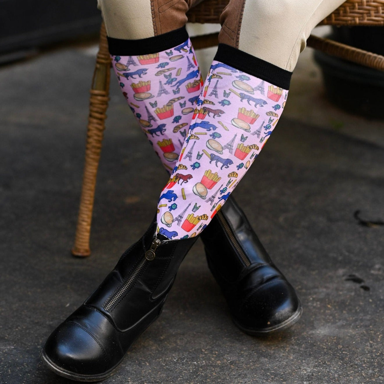 D&S LIMITED EDITION Limited Edition Limited Weekend in Paris Socks equestrian boot socks boot socks thin socks riding socks pattern socks tall socks funny socks knee high socks horse socks horse show socks