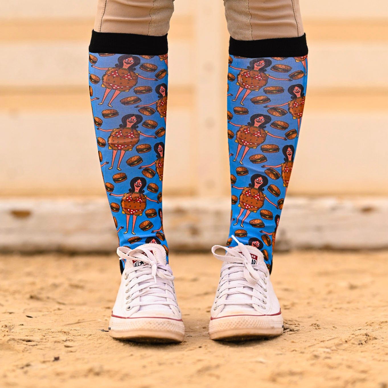 dreamers & schemers Pair & A Spare Linda Belcher Pair & a Spare equestrian boot socks boot socks thin socks riding socks pattern socks tall socks funny socks knee high socks horse socks horse show socks