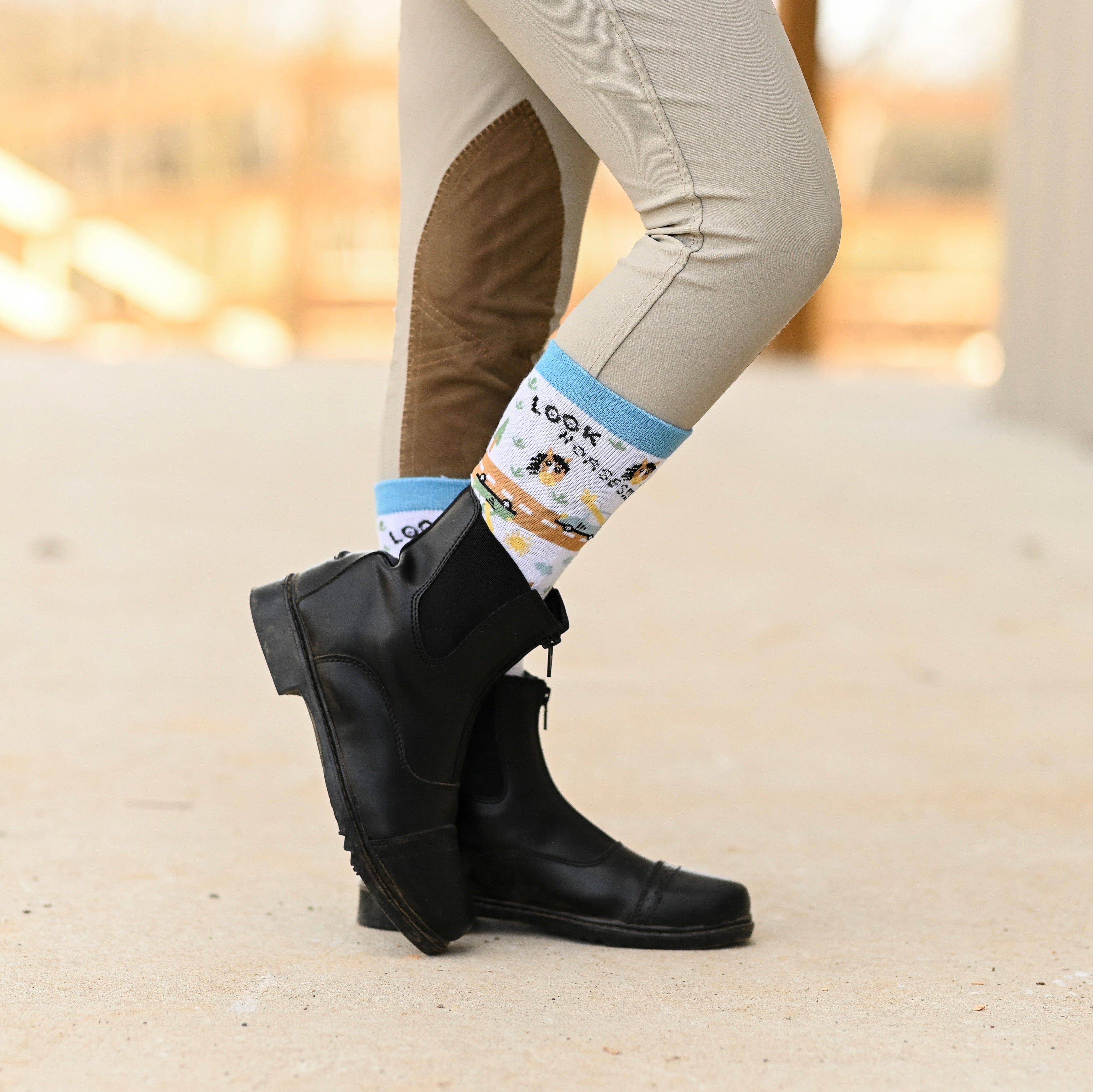 dreamers & schemers Crew Socks Youth LOOK! HORSES! Crew Socks - Youth equestrian boot socks boot socks thin socks riding socks pattern socks tall socks funny socks knee high socks horse socks horse show socks