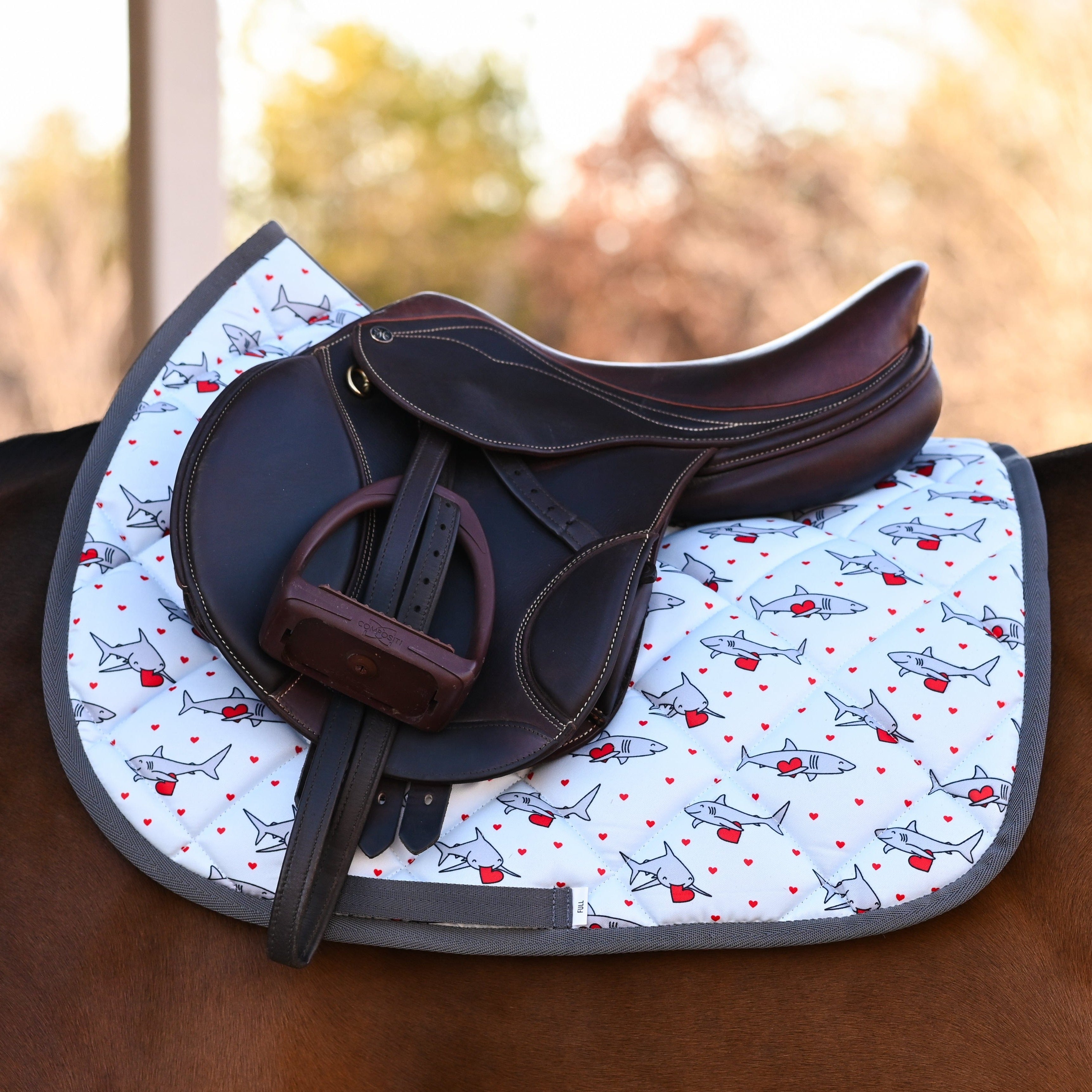 dreamers & schemers Saddle Pad Love Bite Saddle Pad equestrian boot socks boot socks thin socks riding socks pattern socks tall socks funny socks knee high socks horse socks horse show socks