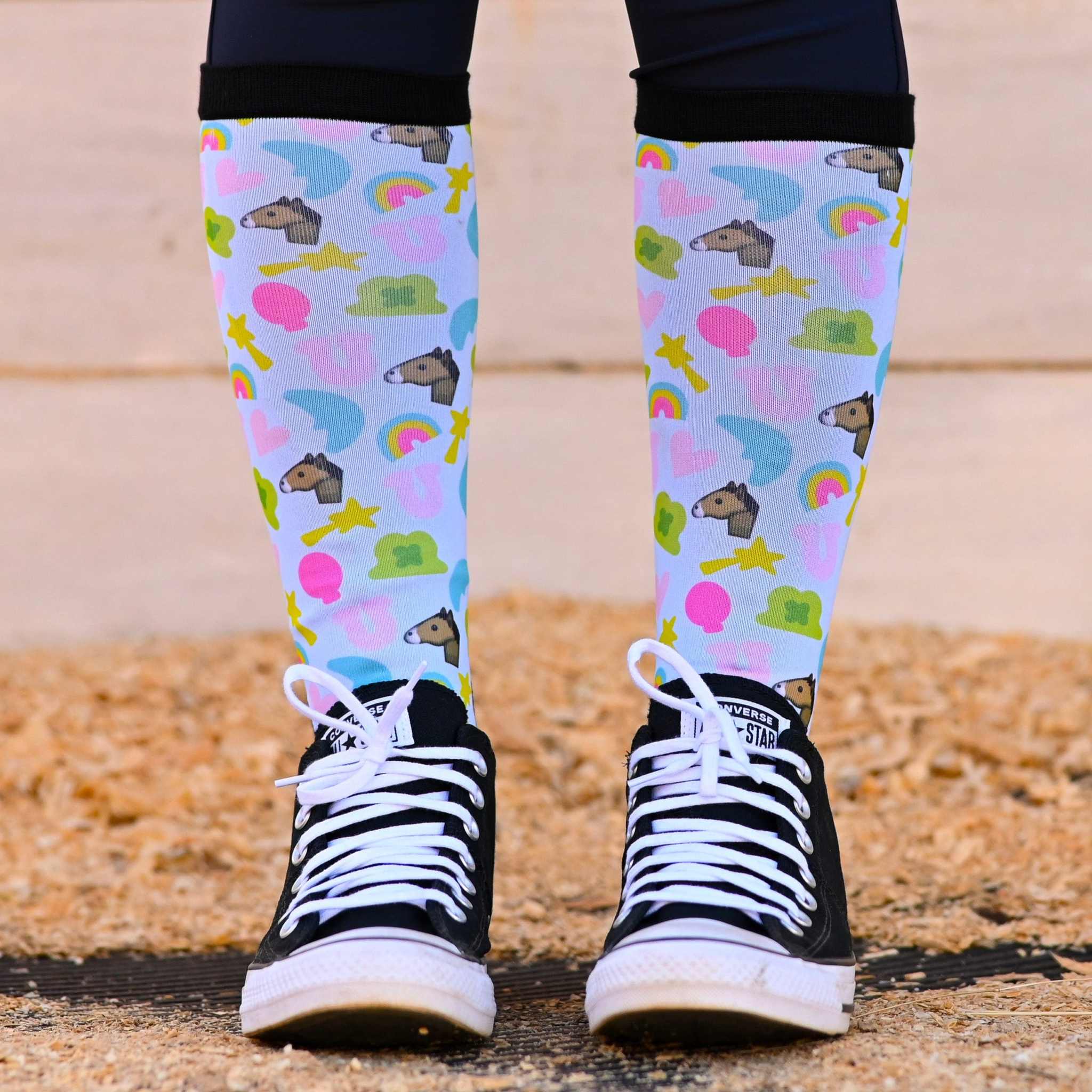 dreamers & schemers Youth Pair & a Spare Lucky Charms Youth Pair & a Spare Socks equestrian boot socks boot socks thin socks riding socks pattern socks tall socks funny socks knee high socks horse socks horse show socks
