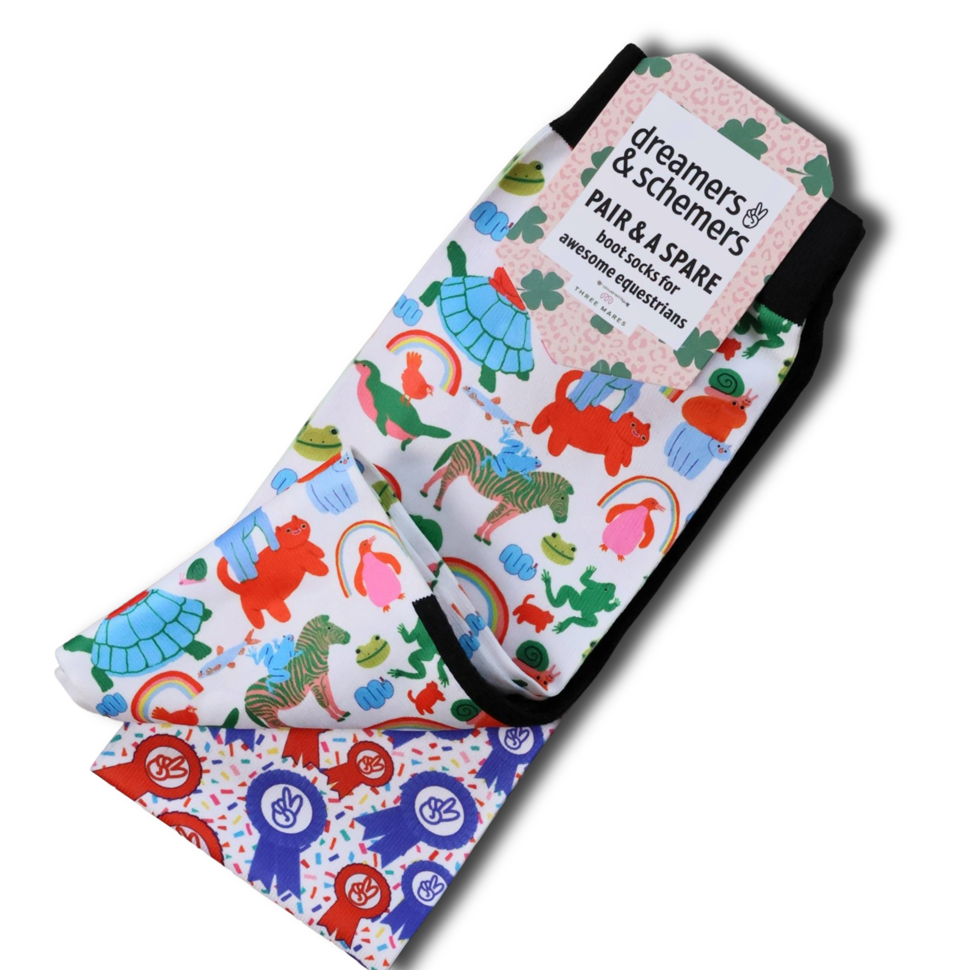 Magical Animals youth Pair & a Spare boot socks, alternate angle, by Dreamers & Schemers