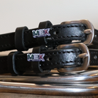 Black leather MEXico Spur Straps WS with stainless steel buckle and custom charm